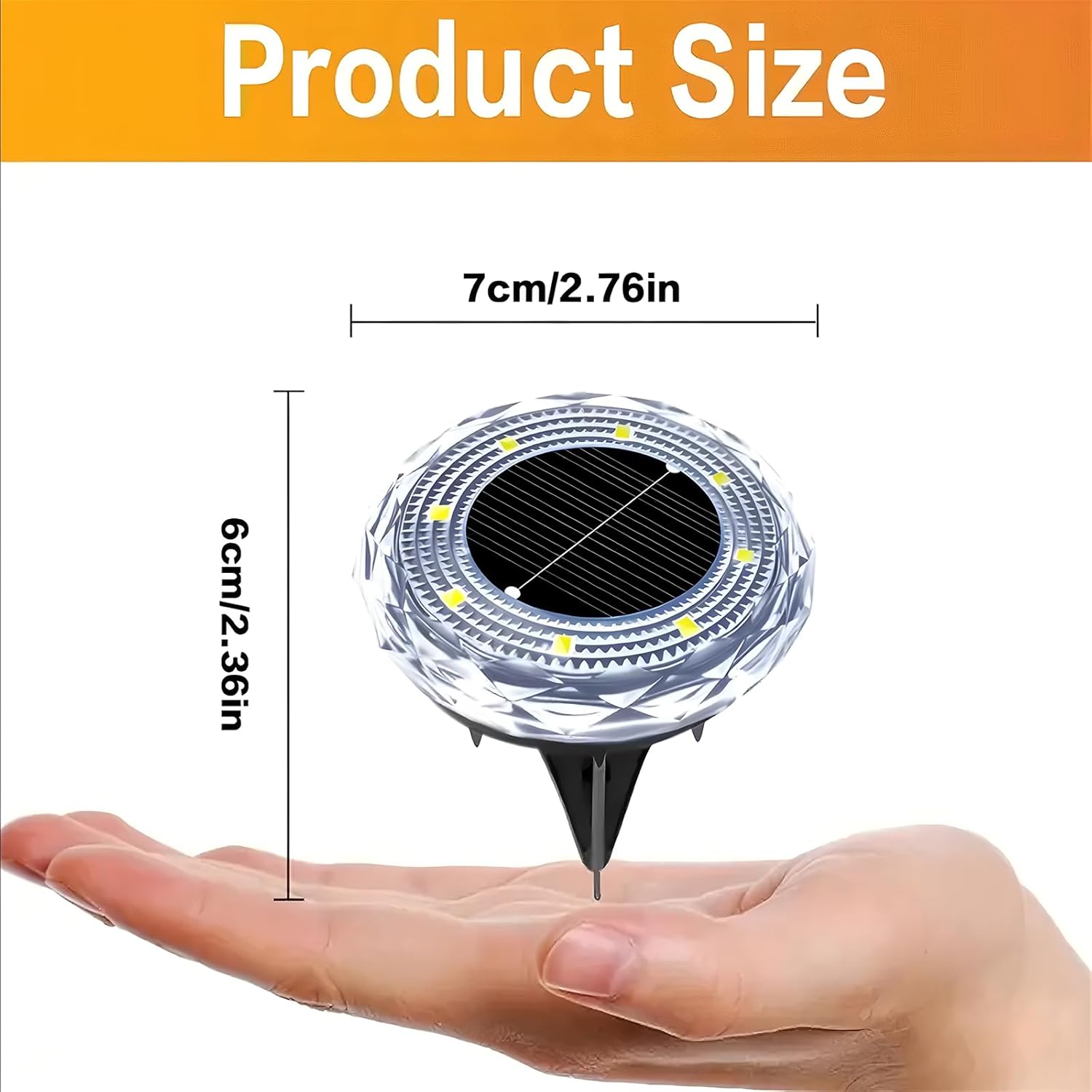 (4 PCS) 8LED Solar Powered Ground Light Outdoor Solar Lights Warm White Solar Buried Light Suitable for Yard Garden Lawn Pathway