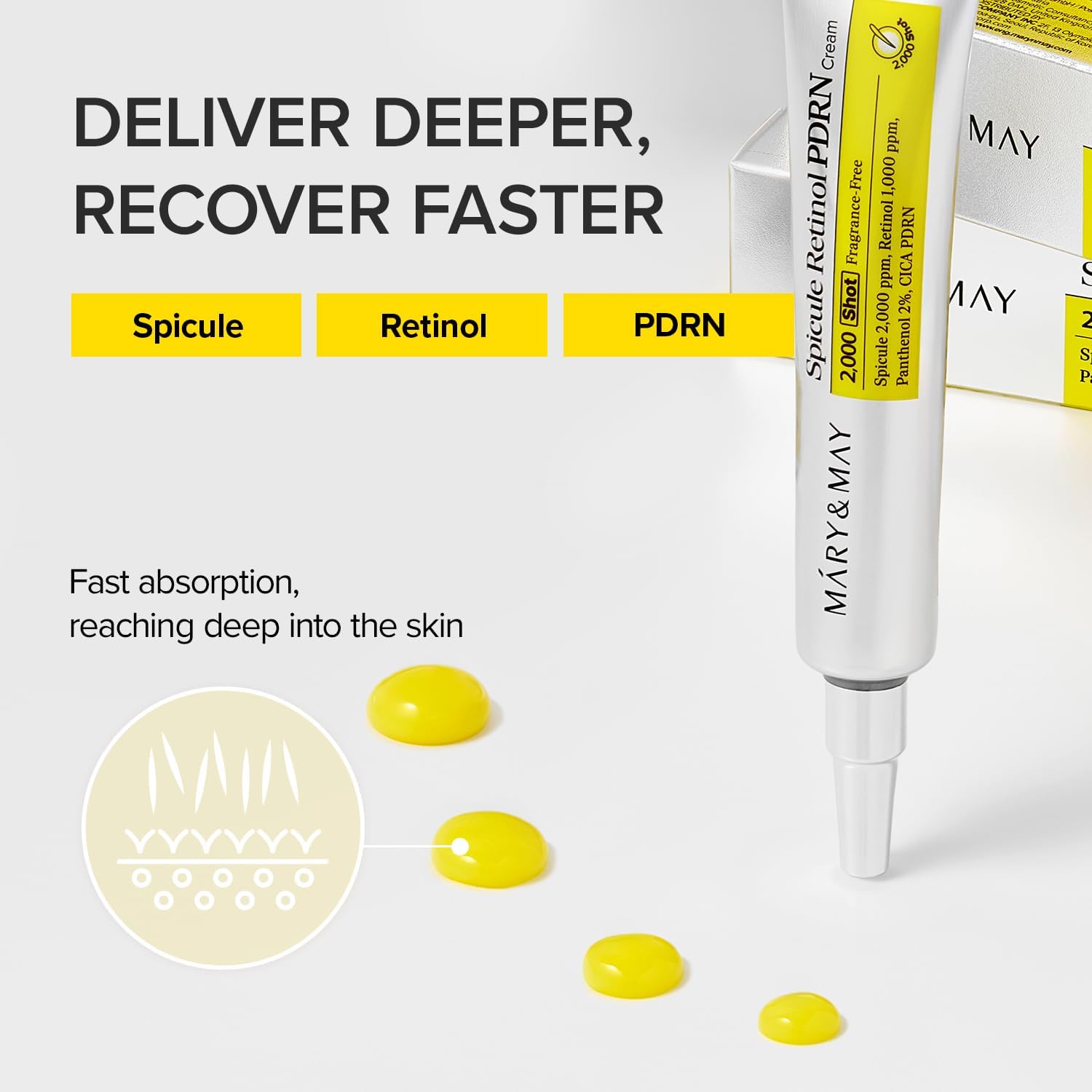 MaryMay Spicule Retinol PDRN Cream Korean Face Moisturizer Marine Spicules Nano Liposome Pore Texture Firming Treatment Ceramide Panthenol Sensitive Skin 15g