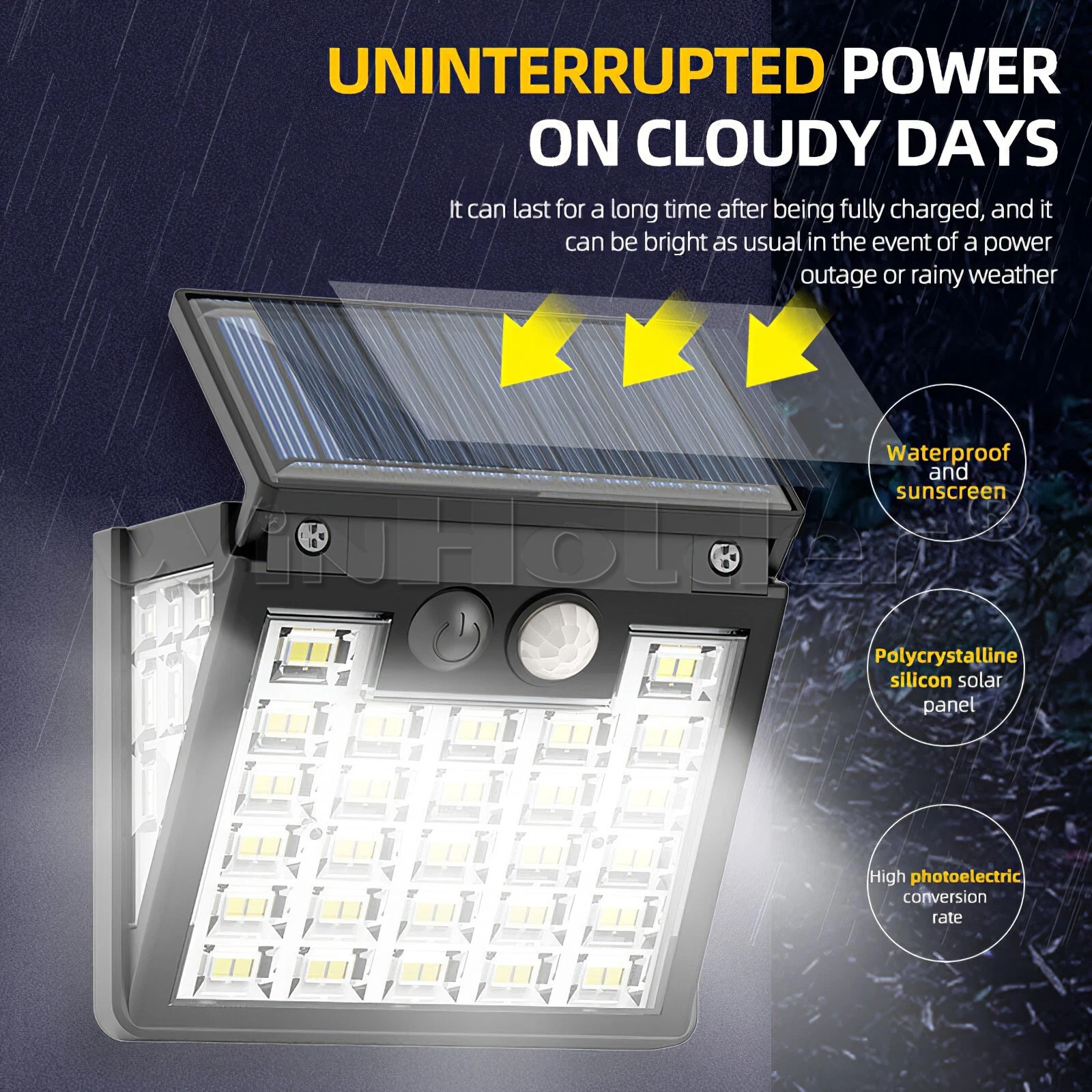 2Pcs Solar Lights Outdoor with Motion Sensor 72 LED Solar Flood Lights Waterproof Solar Powered Security Spot Lights Porch Patio