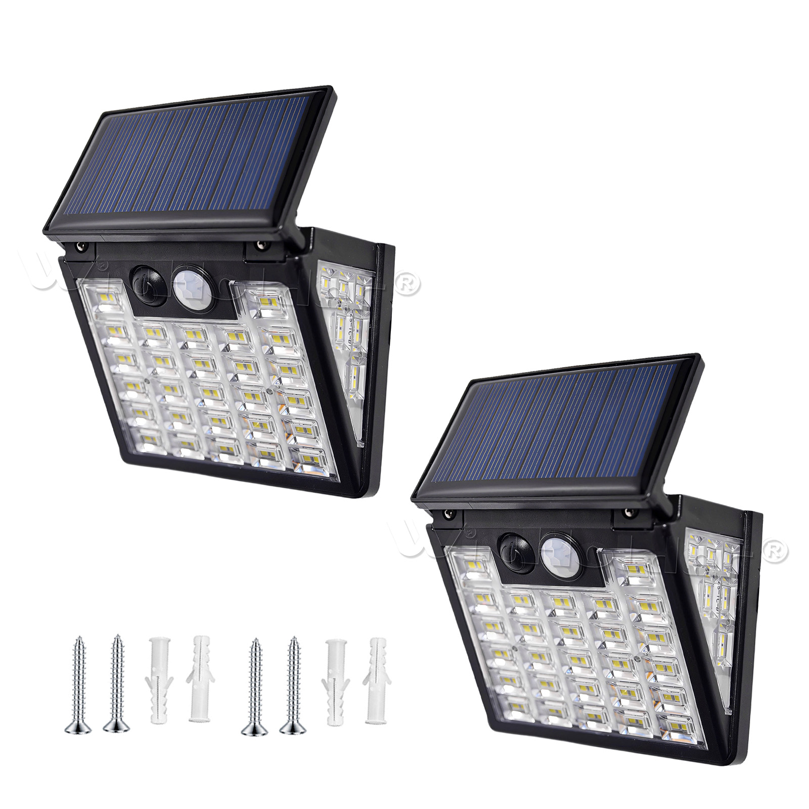 2Pcs Solar Lights Outdoor with Motion Sensor 72 LED Solar Flood Lights Waterproof Solar Powered Security Spot Lights Porch Patio