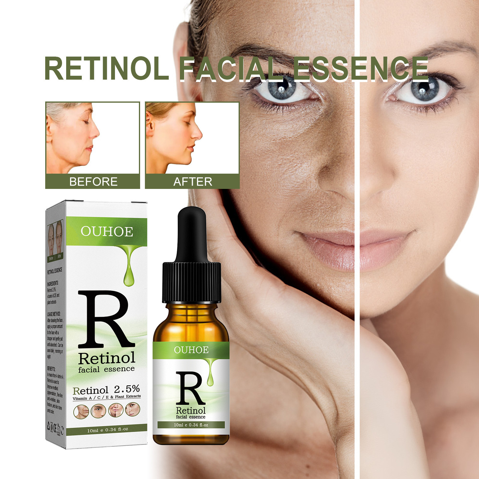 Retinol Firming Face Serum For Anti Aging Wrinkle Reduction Brightening Skin Smoothening Fine Lines And Eye Contour Care