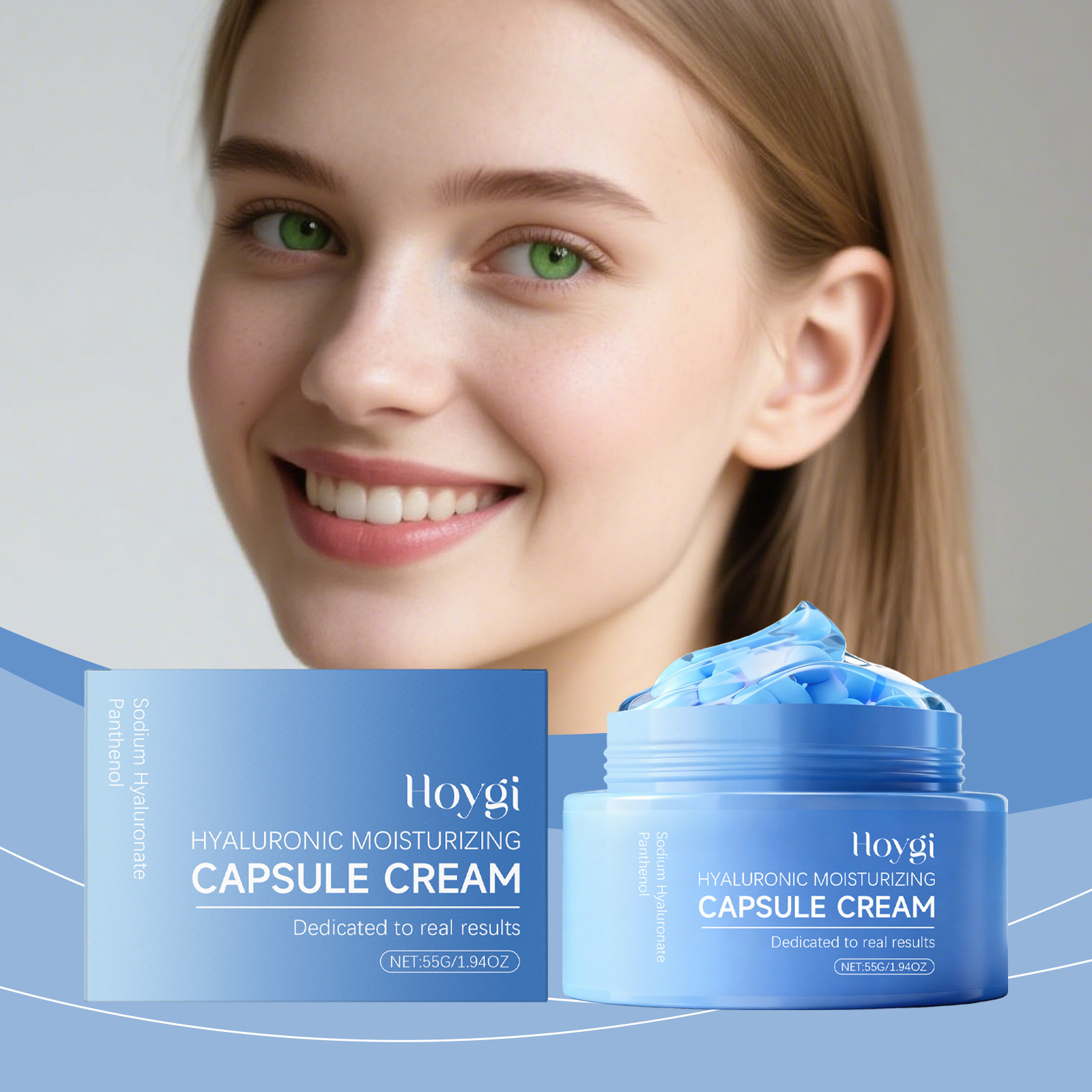 Hyaluronic Acid Moisturizing Capsule Cream Lightweight Hydrating Brightening Smoothing Daily Face Skin Care Treatment