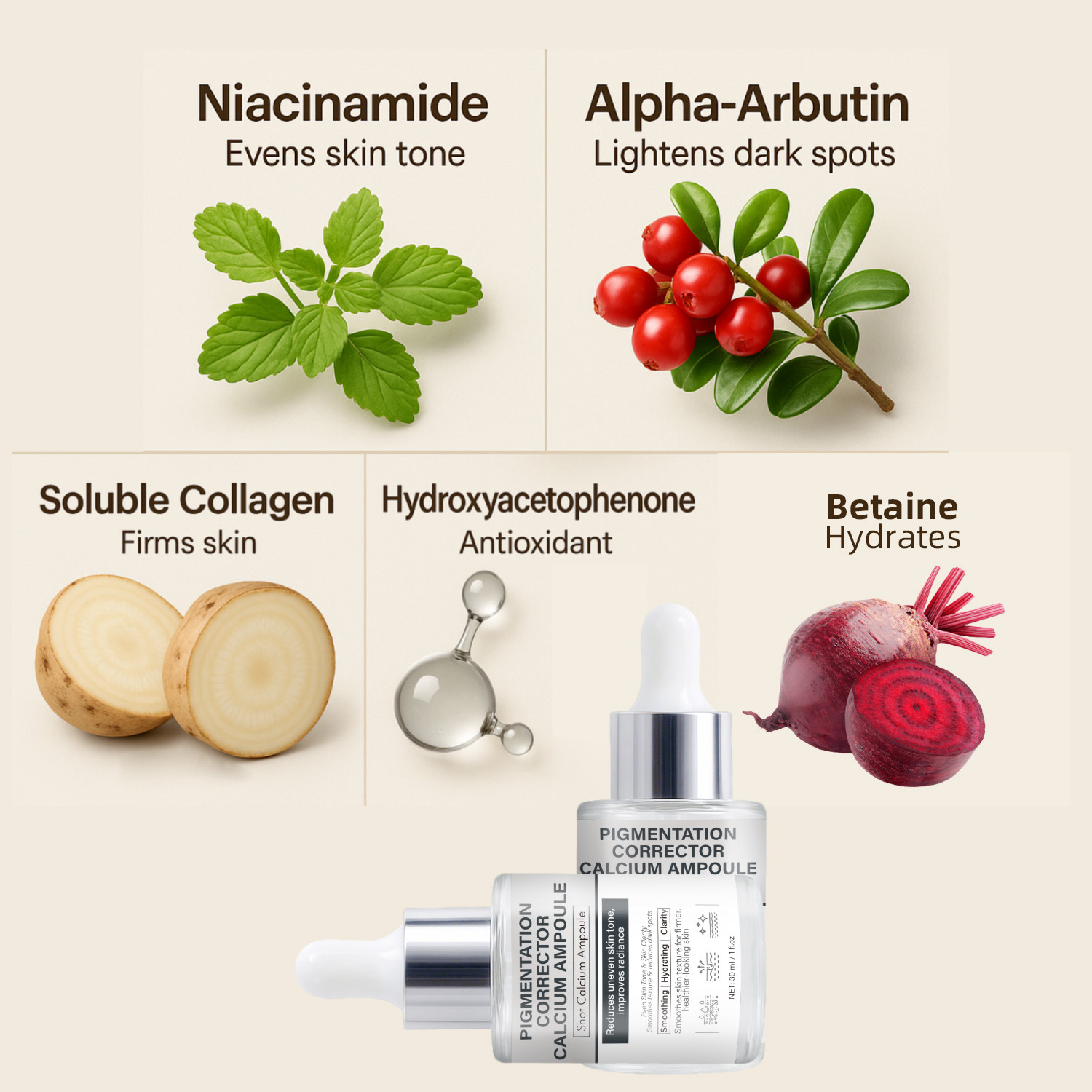 Pigment Correcting Ampoule Even Tone Brightening Dark Spot Fading Daily Face Serum Treatment 30ml