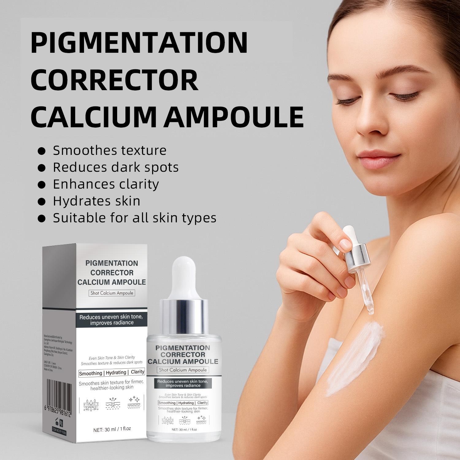 Pigment Correcting Ampoule Even Tone Brightening Dark Spot Fading Daily Face Serum Treatment 30ml