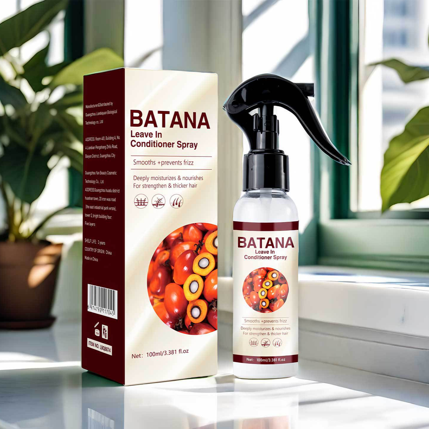 Batana Leave In Conditioner Spray Nourishing Strengthening Smoothing For Dry Damaged Hair Daily Scalp And Strand Hydration 100ml