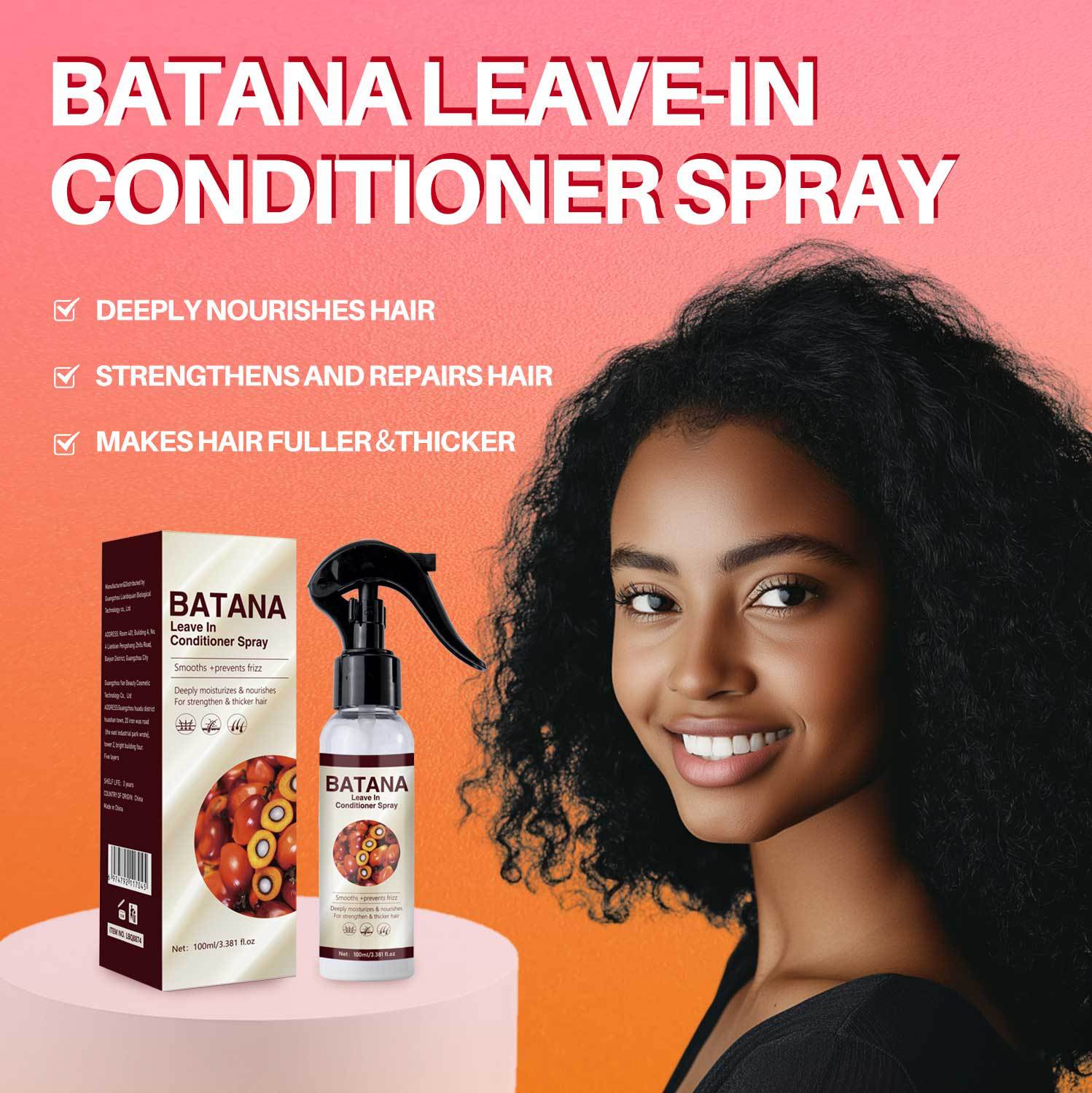 Batana Leave In Conditioner Spray Nourishing Strengthening Smoothing For Dry Damaged Hair Daily Scalp And Strand Hydration 100ml