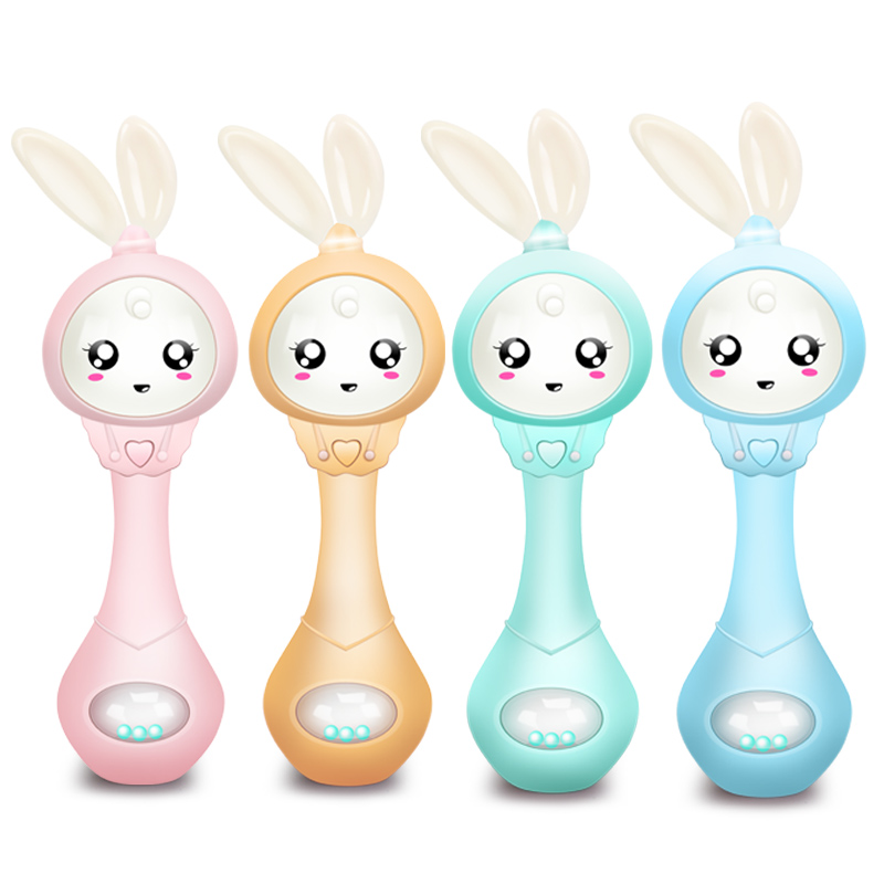 (PK 407) Musical Flashing Baby Rattles Teether Rattle Toy Hand Bells Rabbit Hand Bells Newborn Infant Early Educational Toys 0-12M
