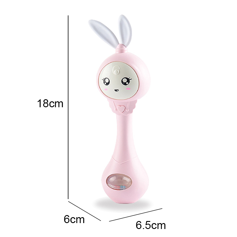 (PK 407) Musical Flashing Baby Rattles Teether Rattle Toy Hand Bells Rabbit Hand Bells Newborn Infant Early Educational Toys 0-12M