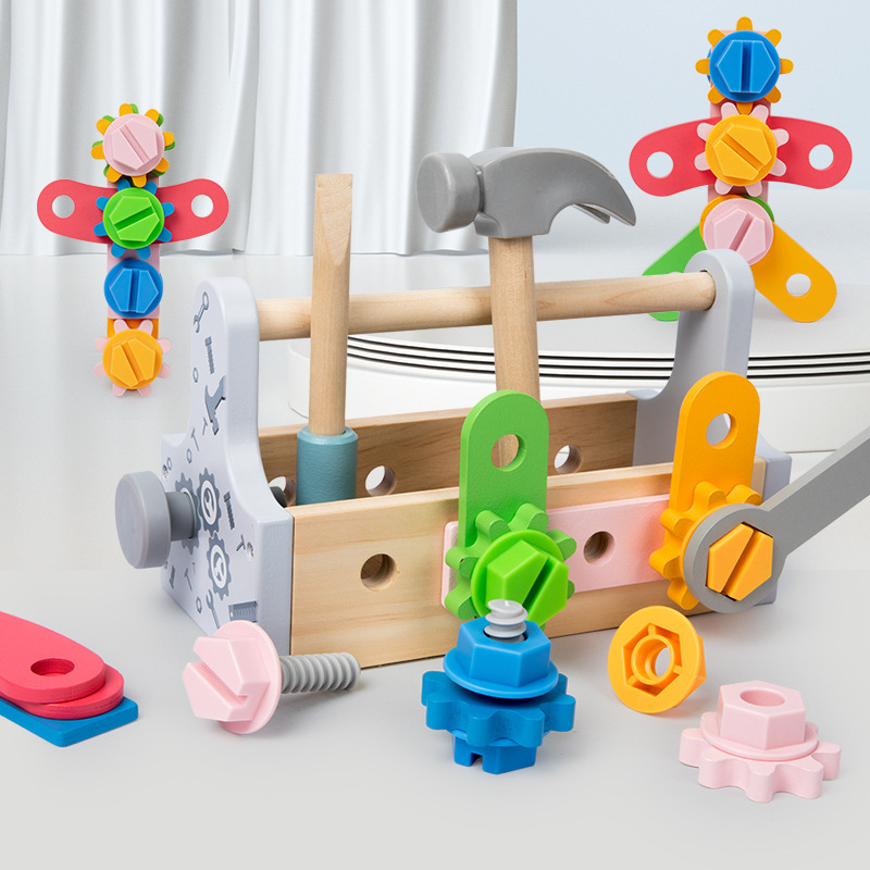 Children Toolbox Wooden Toys Pretend Play Set Nut Disassembly Screw Assembly Simulation Repair Games Educational Sensory Toys