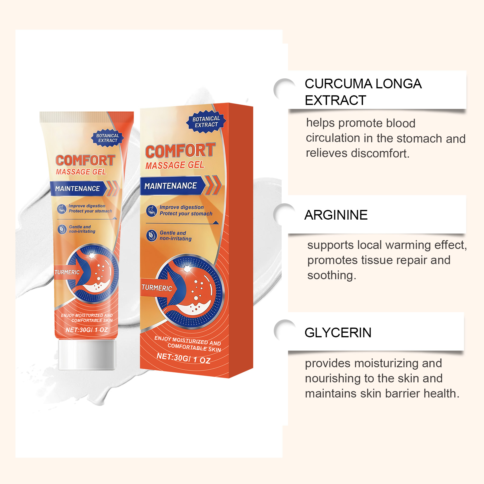 Turmeric Care Massage Gel Mild Gentle Warm External Cream Abdomen Daily Body Care Maintenance Lotion