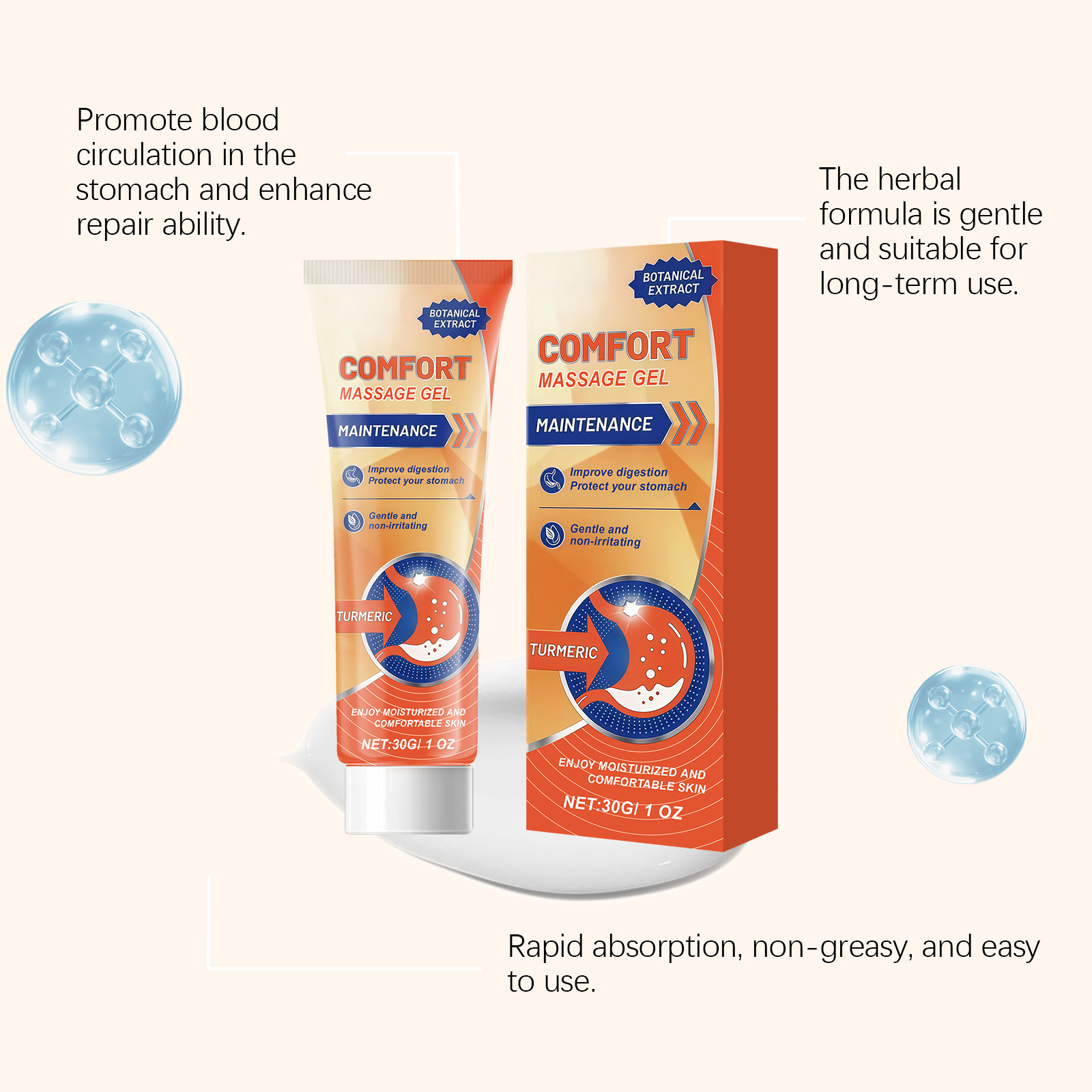 Turmeric Care Massage Gel Mild Gentle Warm External Cream Abdomen Daily Body Care Maintenance Lotion