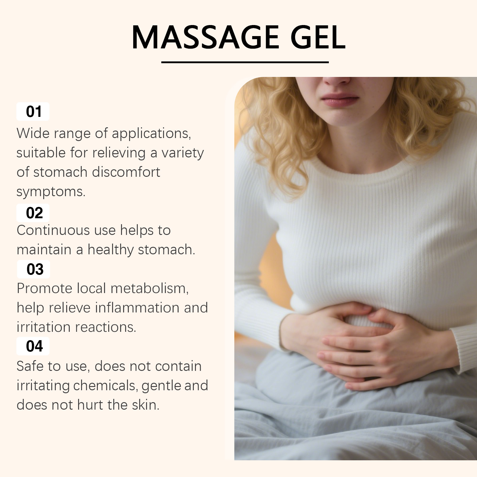 Turmeric Care Massage Gel Mild Gentle Warm External Cream Abdomen Daily Body Care Maintenance Lotion