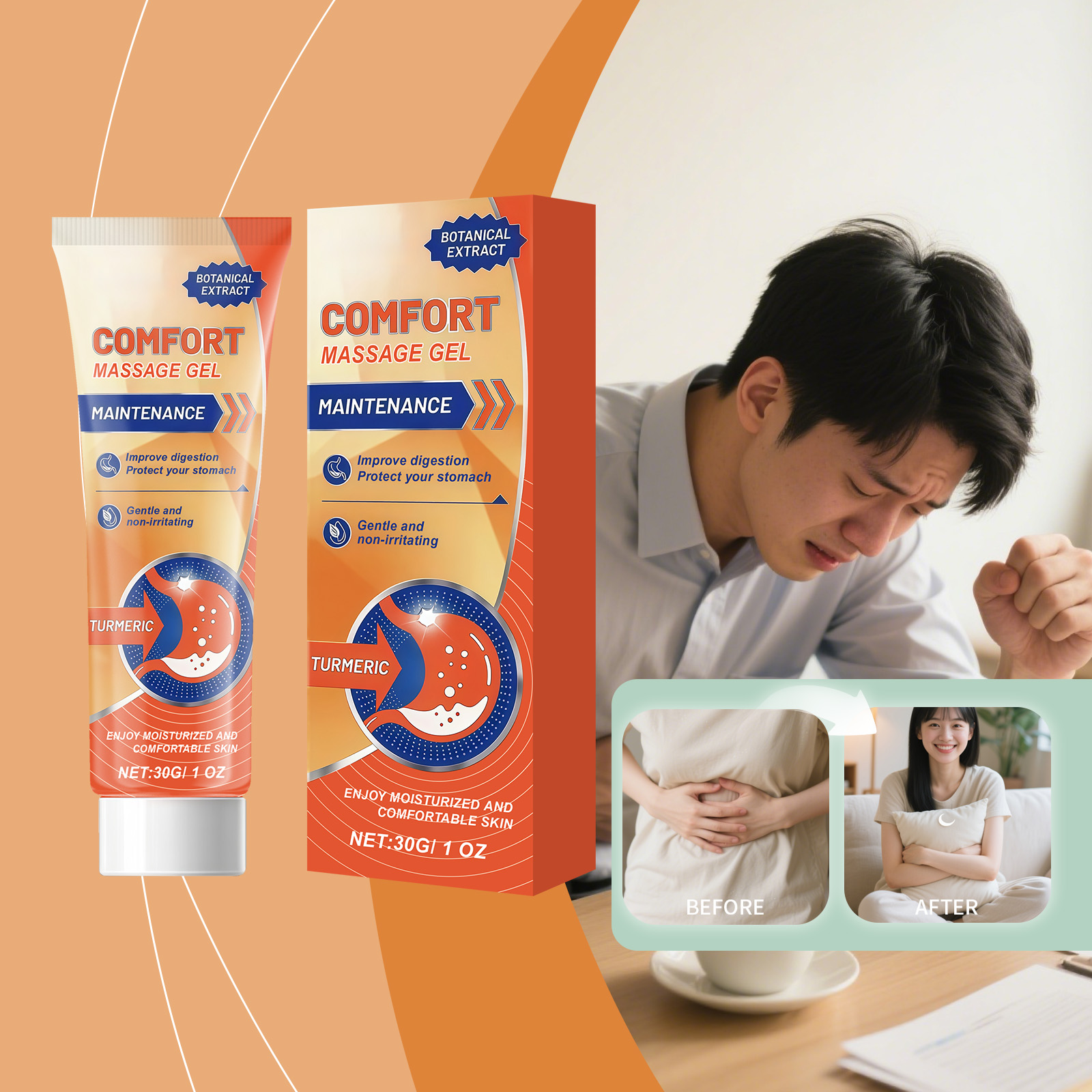 Turmeric Care Massage Gel Mild Gentle Warm External Cream Abdomen Daily Body Care Maintenance Lotion