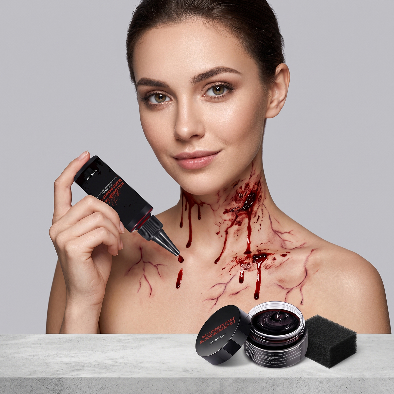 Halloween Fake Blood Makeup Kit Realistic Makeup Effect Role Play Stage Cosmetic Prop Festival Party Styling Supply