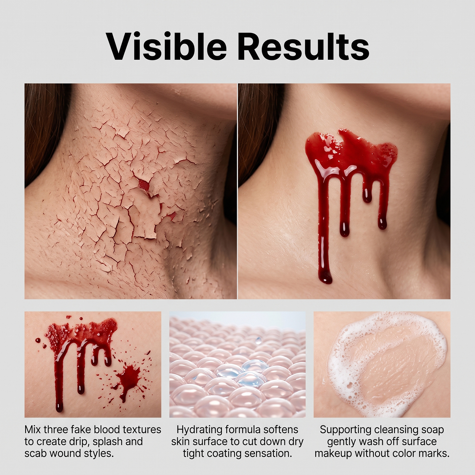 Halloween Fake Blood Makeup Kit Realistic Makeup Effect Role Play Stage Cosmetic Prop Festival Party Styling Supply