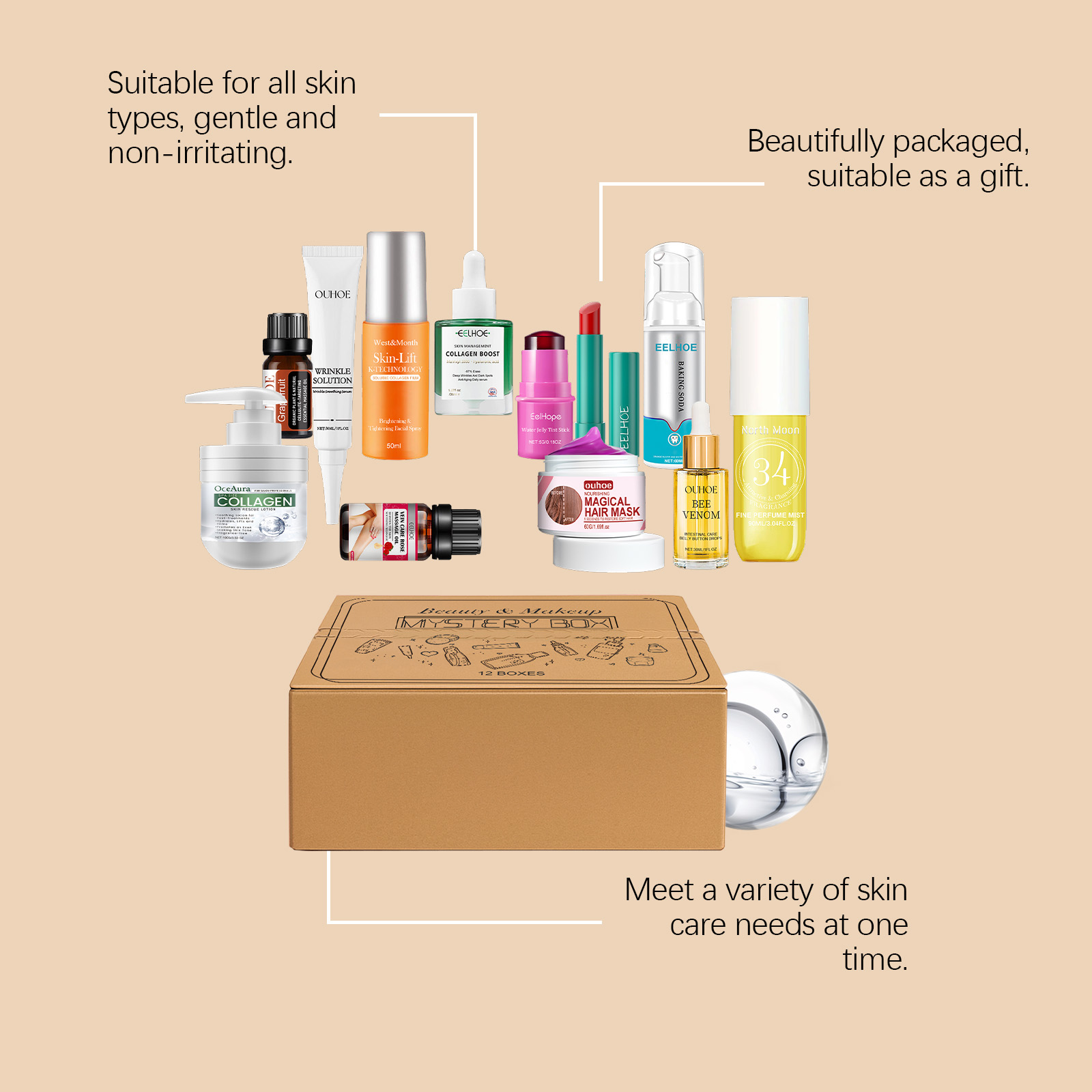 Colorful Makeup Gift Box Cosmetic Skincare Set Hydrating Moisturizing Soft Smooth Skin Daily Care Treatment
