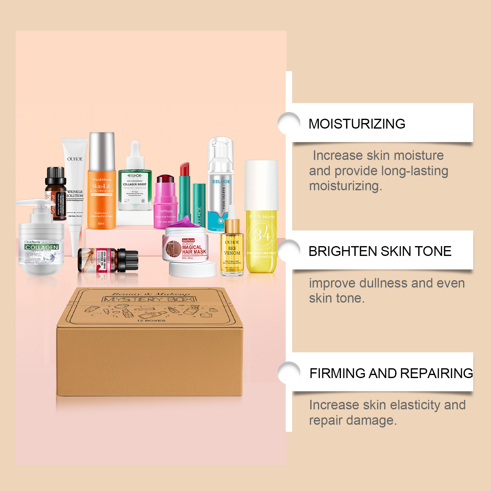 Colorful Makeup Gift Box Cosmetic Skincare Set Hydrating Moisturizing Soft Smooth Skin Daily Care Treatment
