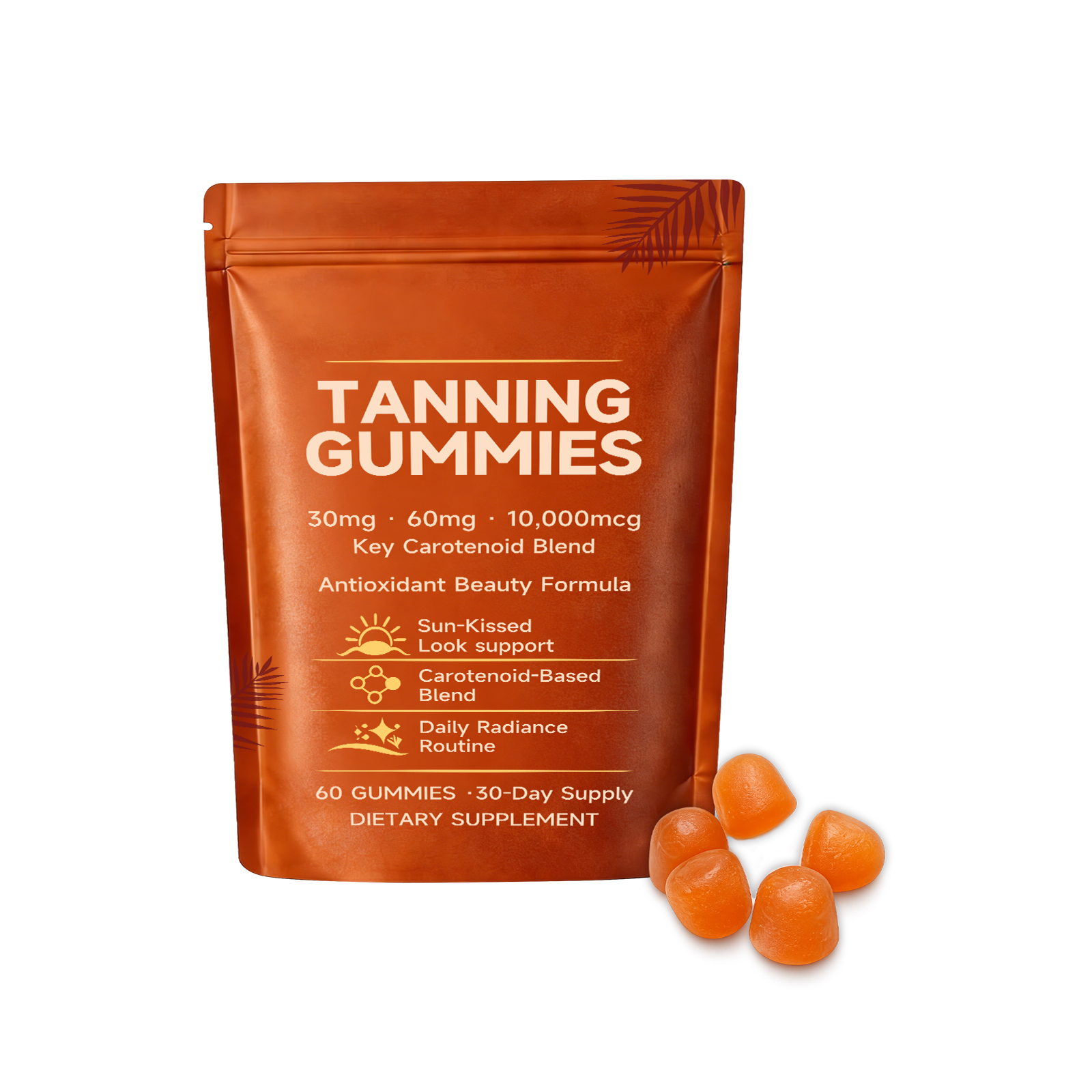 Skin Tanning Gummies Nourish Complexion Brighten Skin Boost Radiance Nutritious Oral Care For Daily Outdoor Skin Maintenance