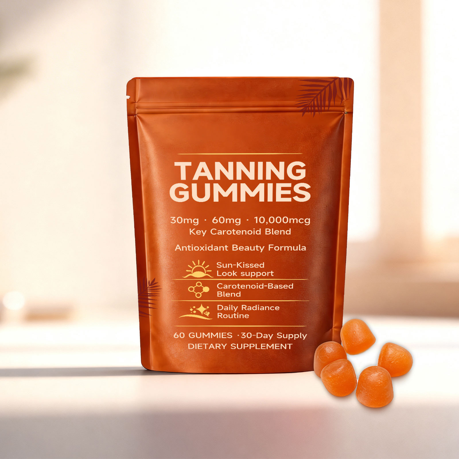 Skin Tanning Gummies Nourish Complexion Brighten Skin Boost Radiance Nutritious Oral Care For Daily Outdoor Skin Maintenance