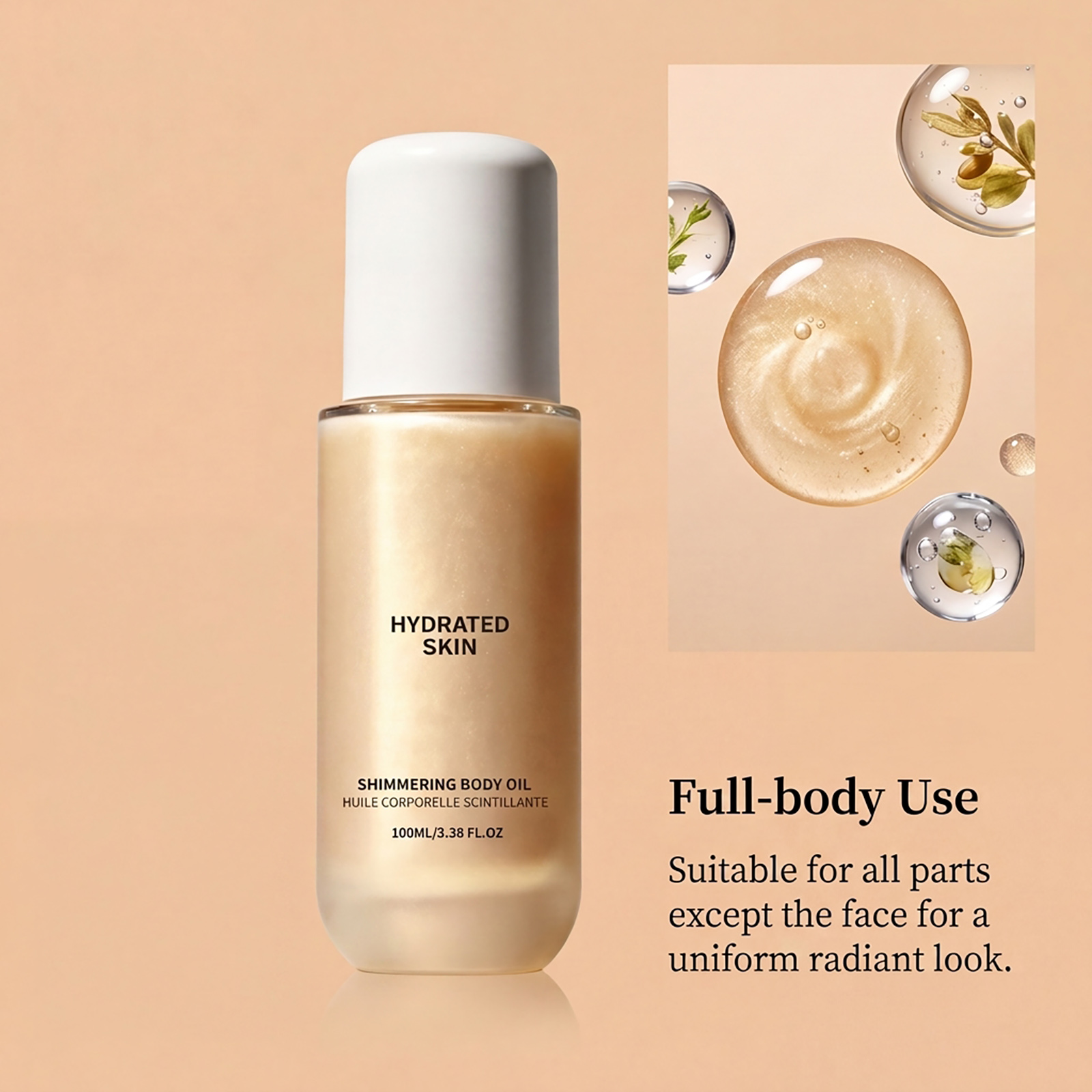 Shimmer Moisturizing Body Oil Hydrating Soft Delicate Gentle Care Daily Apply Skin Nourish Essential Oil