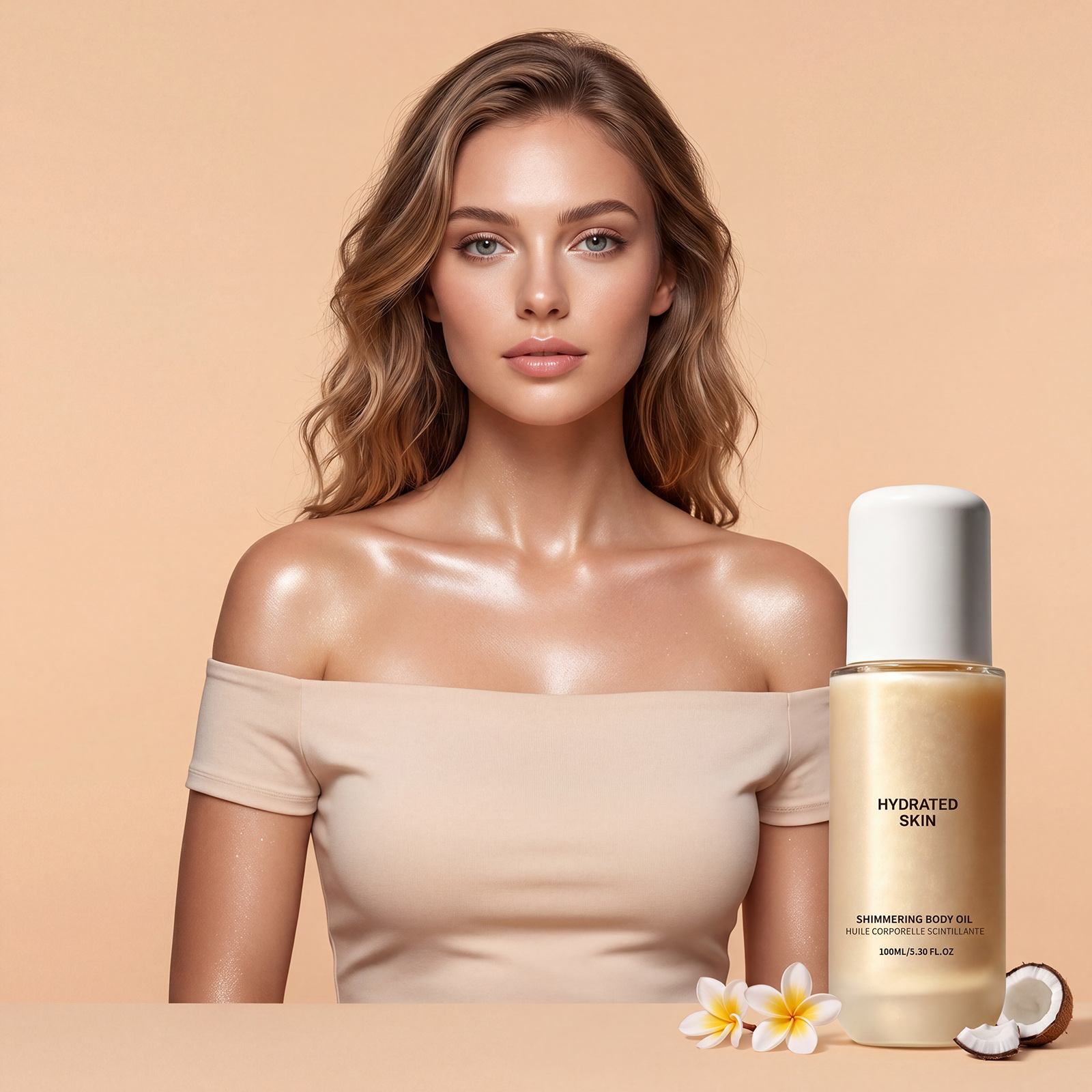Shimmer Moisturizing Body Oil Hydrating Soft Delicate Gentle Care Daily Apply Skin Nourish Essential Oil