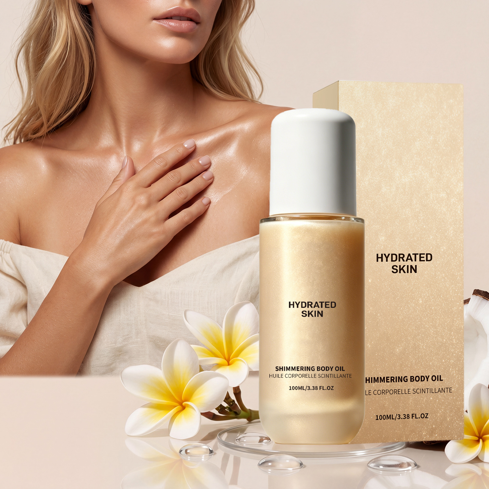 Shimmer Moisturizing Body Oil Hydrating Soft Delicate Gentle Care Daily Apply Skin Nourish Essential Oil