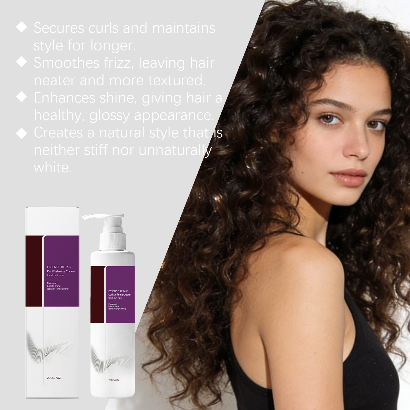 Curl Styling Cream Outlining Hair Beautifying Shaping Fluffy Anti Collapse Easy Smear Easy Spread Portable Care Daily Use Gentle Long Lasting