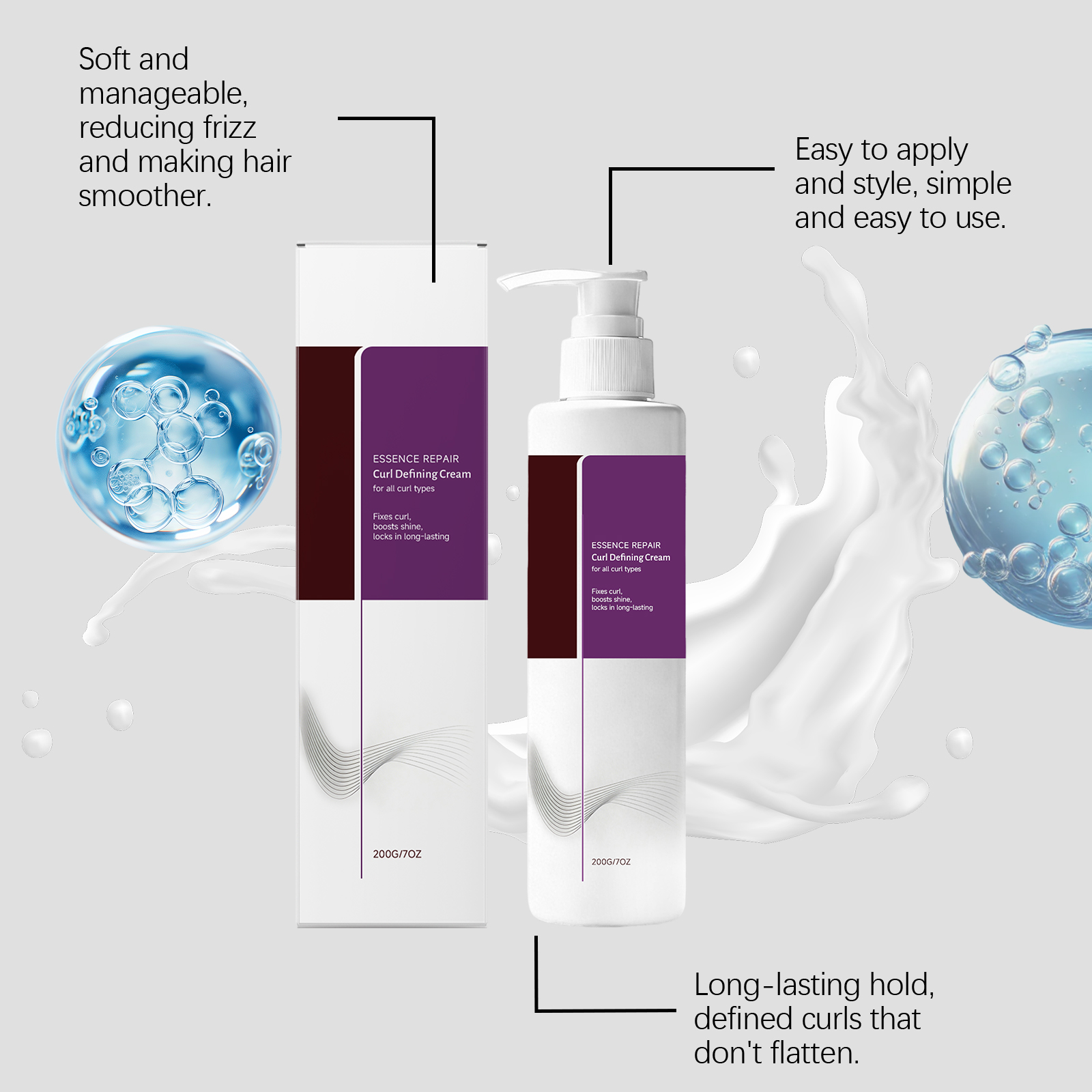 Curl Styling Cream Outlining Hair Beautifying Shaping Fluffy Anti Collapse Easy Smear Easy Spread Portable Care Daily Use Gentle Long Lasting