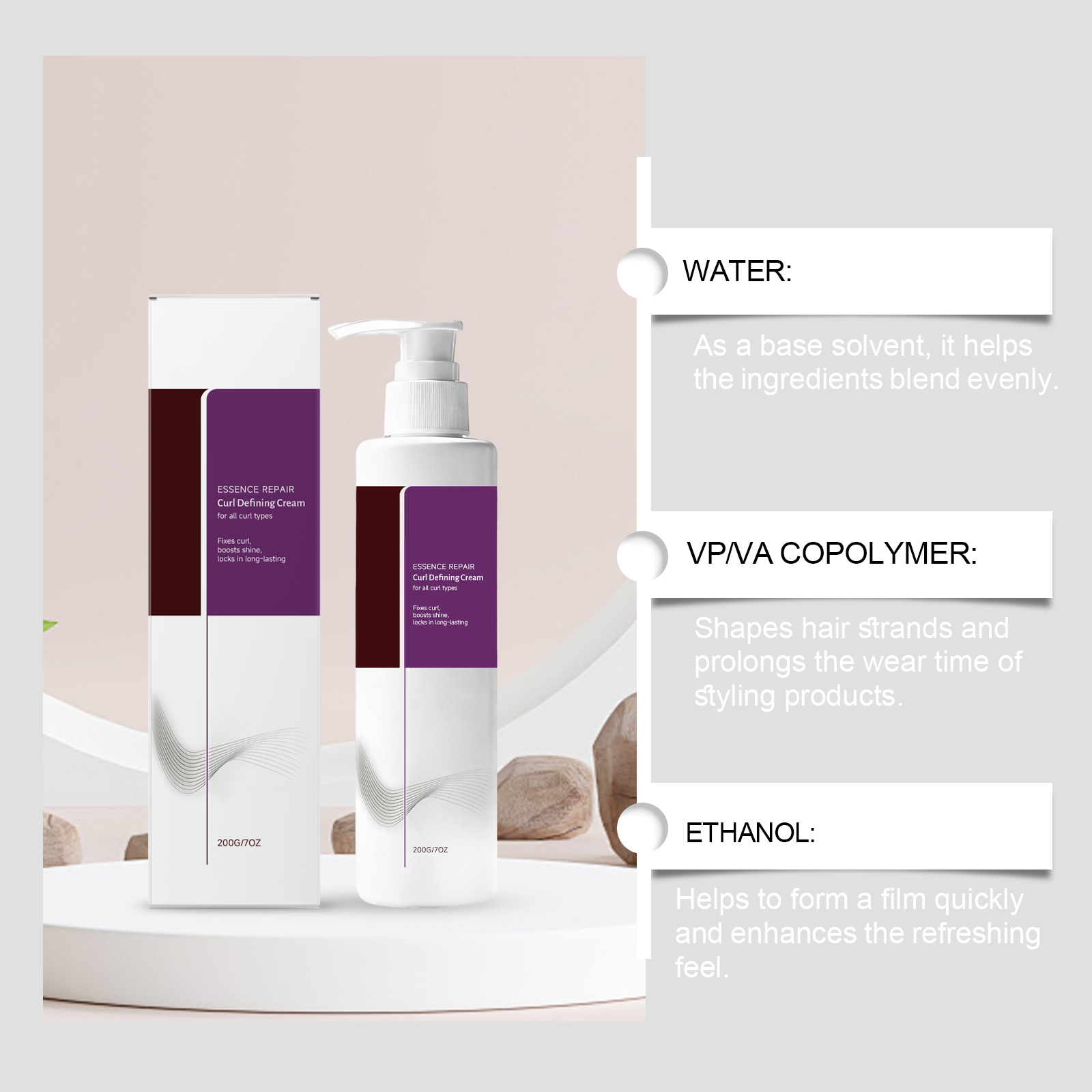 Curl Styling Cream Outlining Hair Beautifying Shaping Fluffy Anti Collapse Easy Smear Easy Spread Portable Care Daily Use Gentle Long Lasting