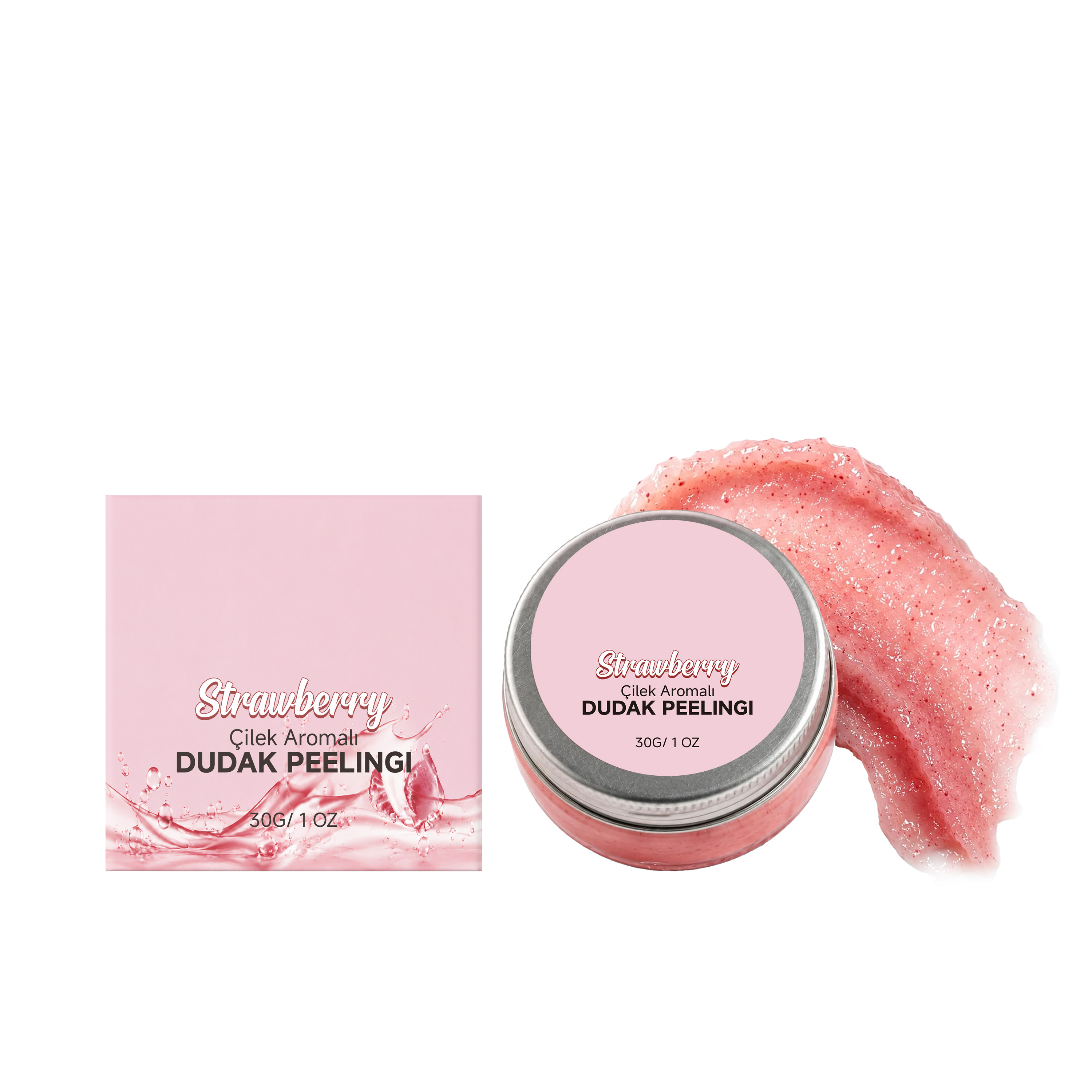 Strawberry Lip Scrub Exfoliates Softens Hydrates Smoothes Lightweight NonSticky Glossy Delicate Skin Lip Care
