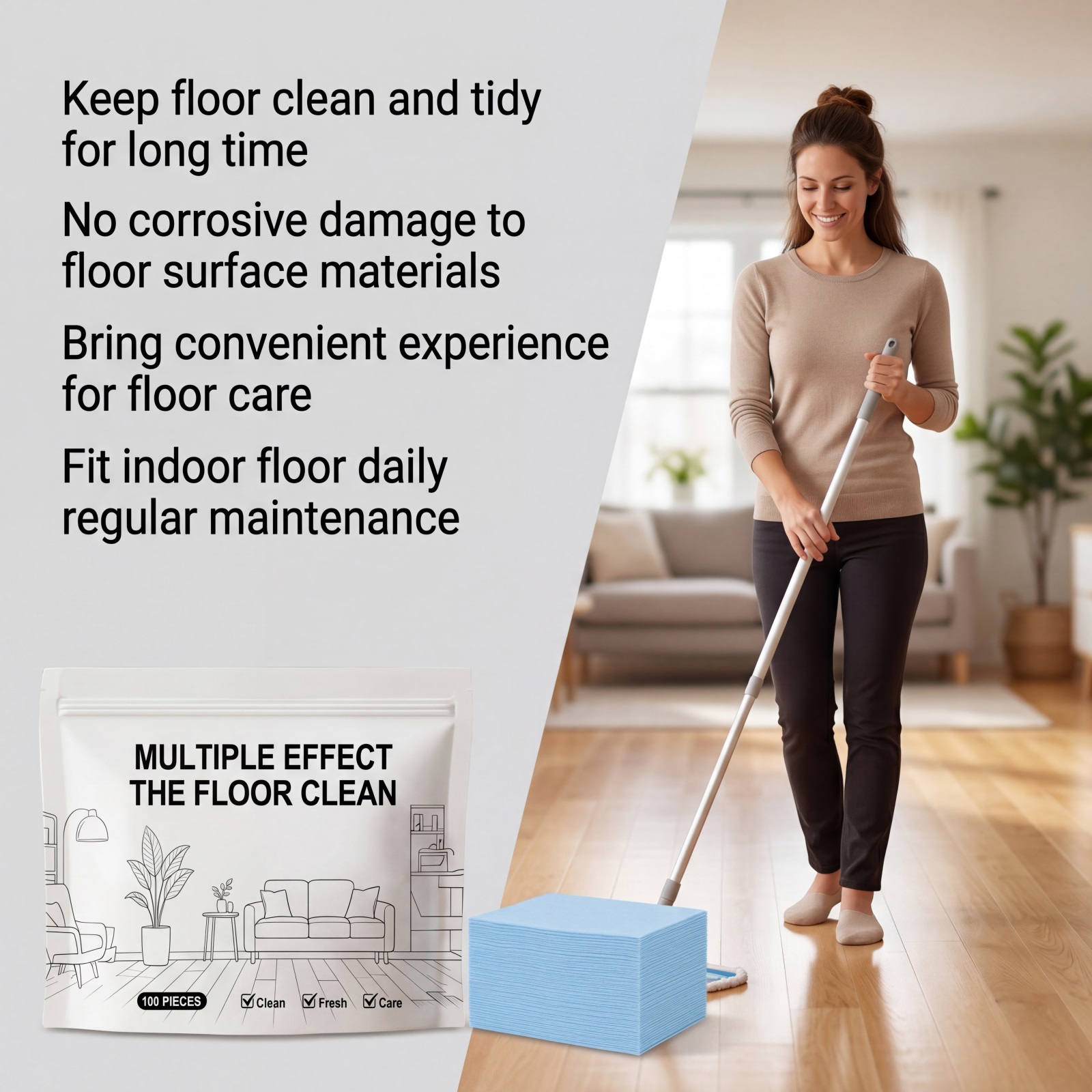 Multi Purpose Floor Cleaning Tablets Fast Dissolve Deep Clean Safe Mild Fit Various Floors