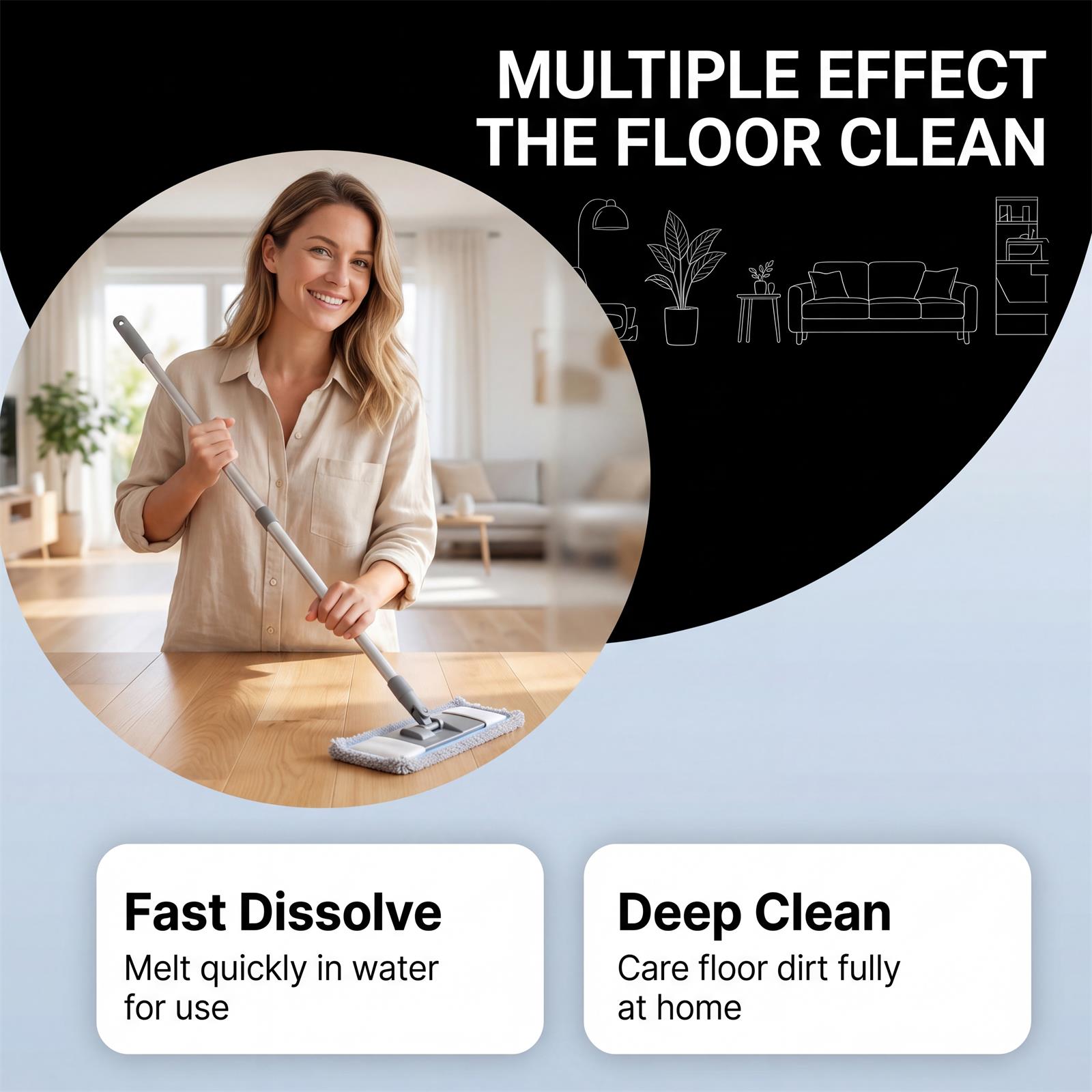 Multi Purpose Floor Cleaning Tablets Fast Dissolve Deep Clean Safe Mild Fit Various Floors