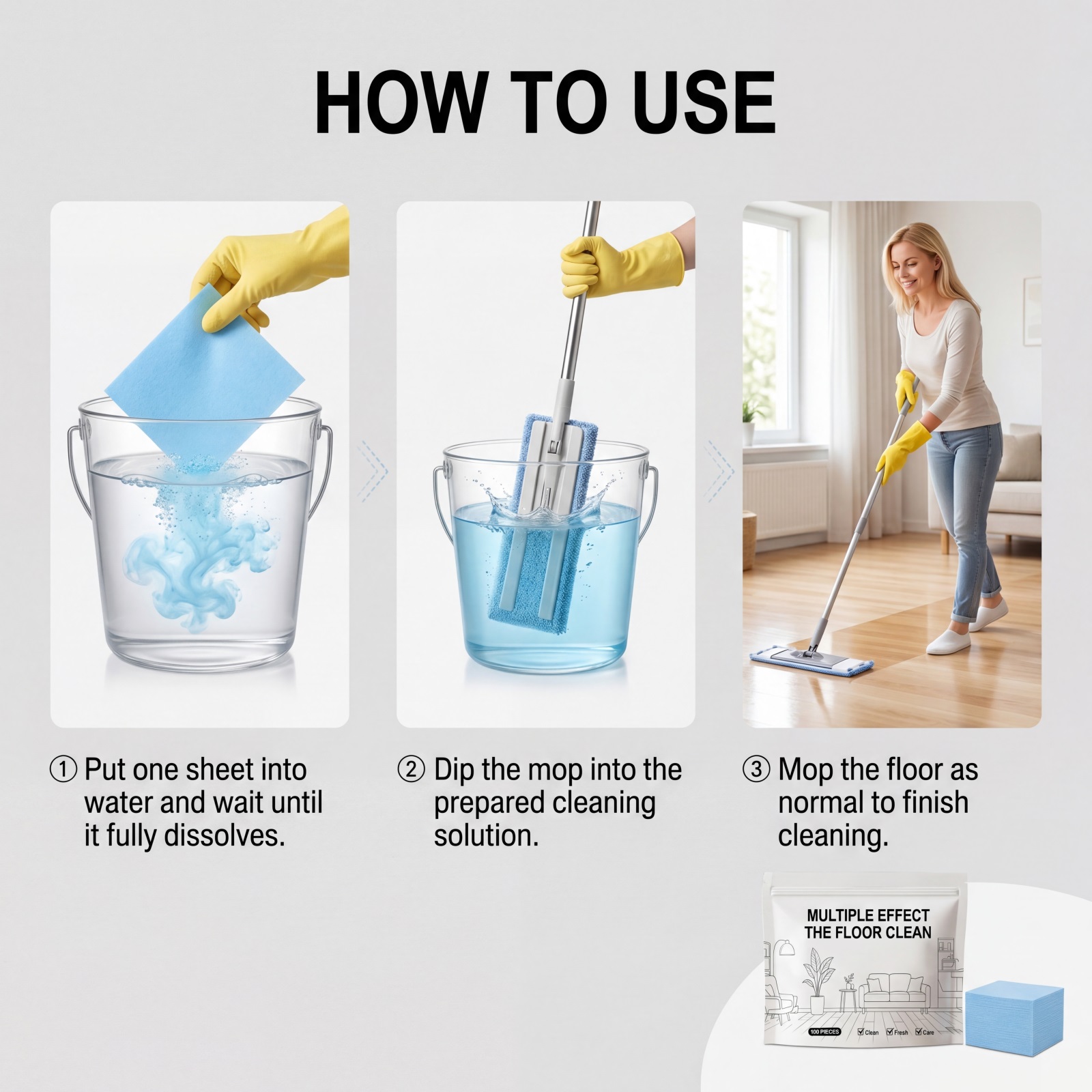 Multi Purpose Floor Cleaning Tablets Fast Dissolve Deep Clean Safe Mild Fit Various Floors
