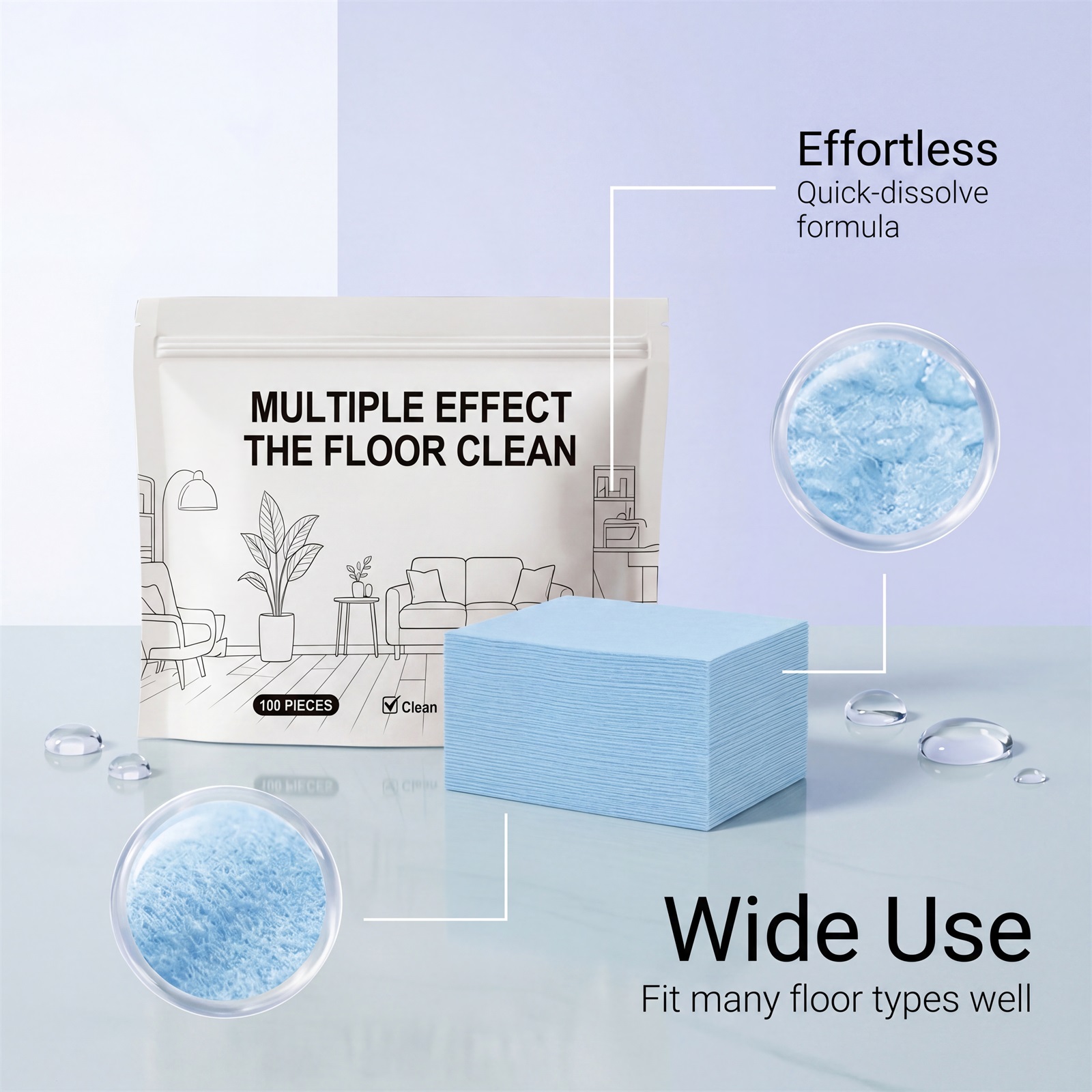 Multi Purpose Floor Cleaning Tablets Fast Dissolve Deep Clean Safe Mild Fit Various Floors