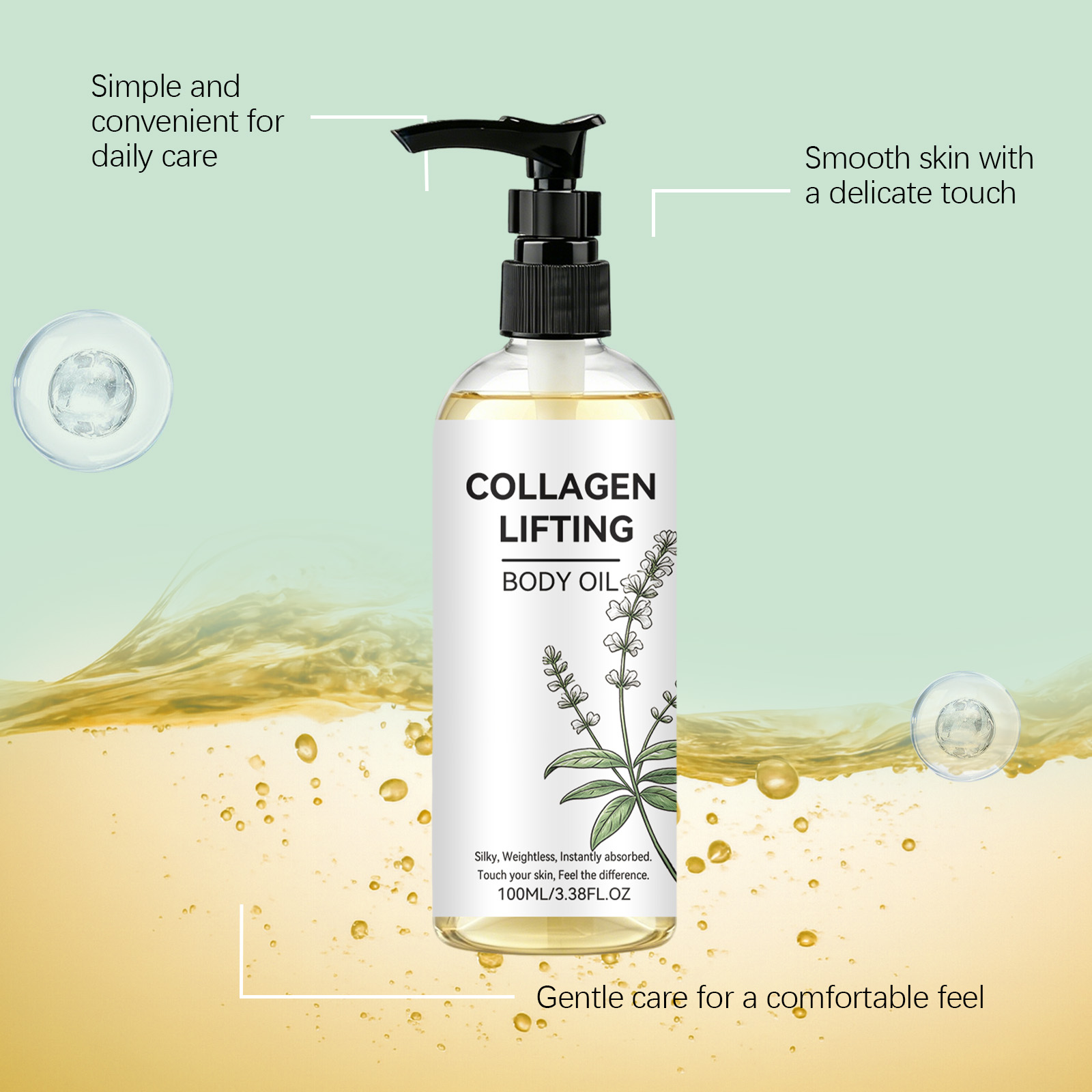 Collagen Body Oil Mild Nourishing Soft Smooth Refreshing Elastic Bright Daily Skin Care