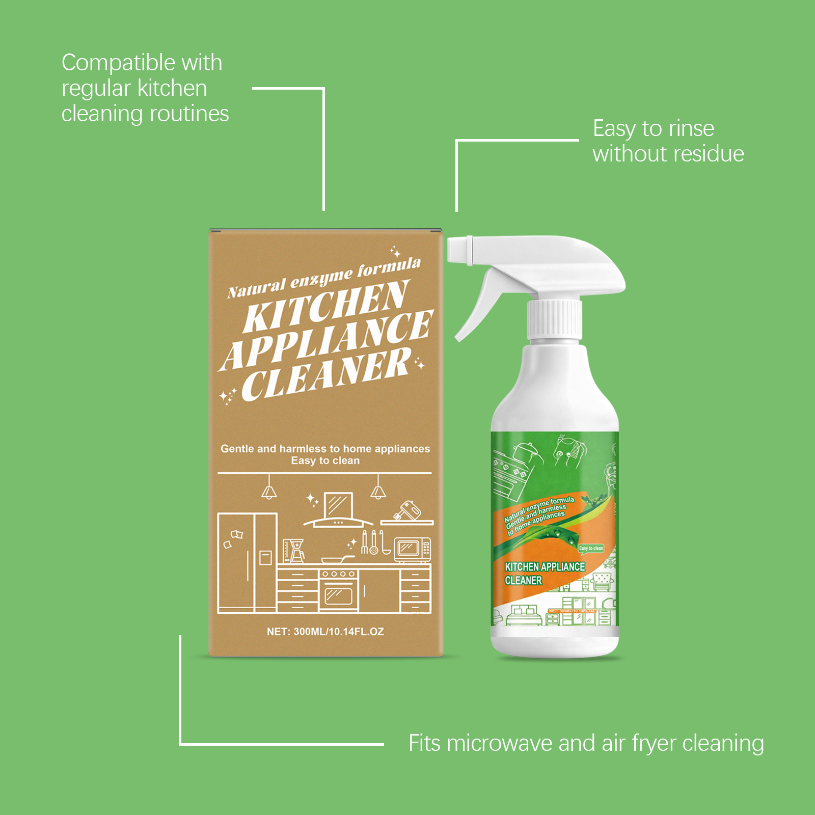 Kitchen Appliance Cleaner Powerful Oil Stain Removal Daily Household Surface Cleanser For Range Hood Refrigerator Electrical Devices