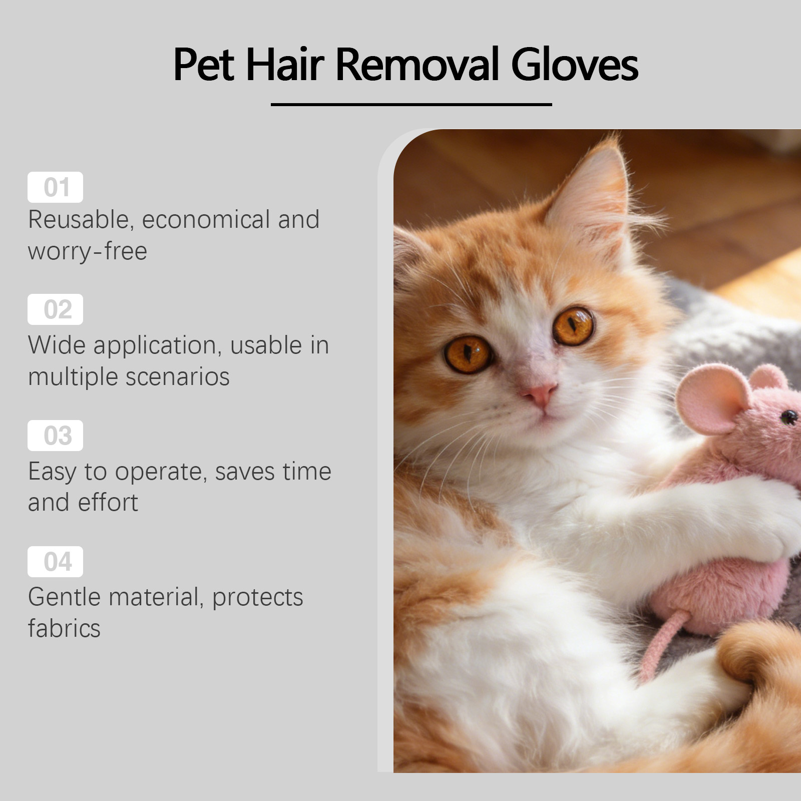 Pet Hair Removal Glove Static Hair Cleaner Glove Furniture Clothes Car Multi Scene Cleaning Tool
