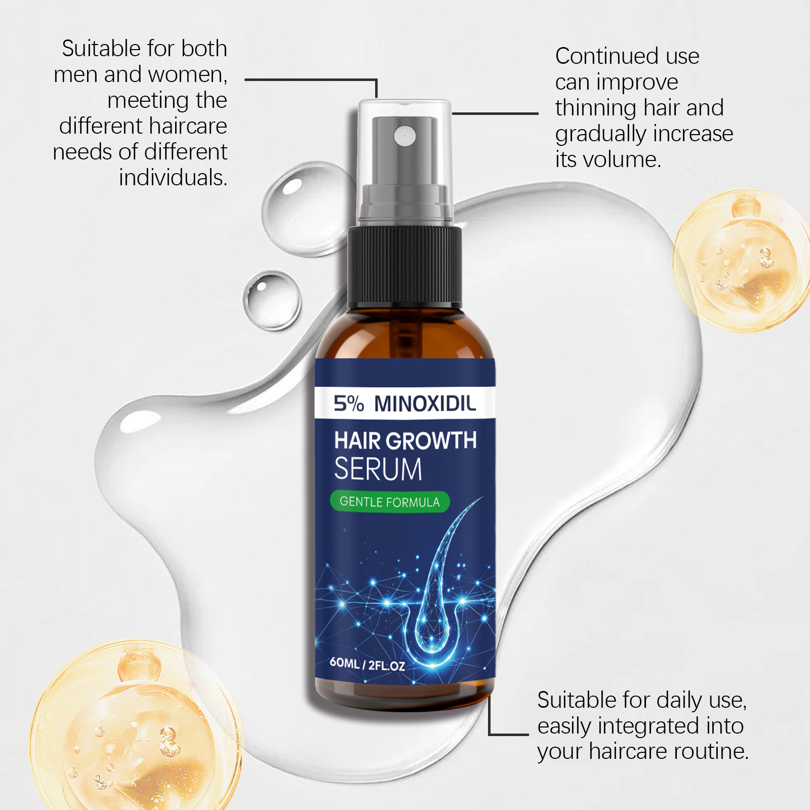 Hair Spray Mild Ingredients Maintain Scalp Hydration Hair Gloss Smooth Silky Daily Hair Care