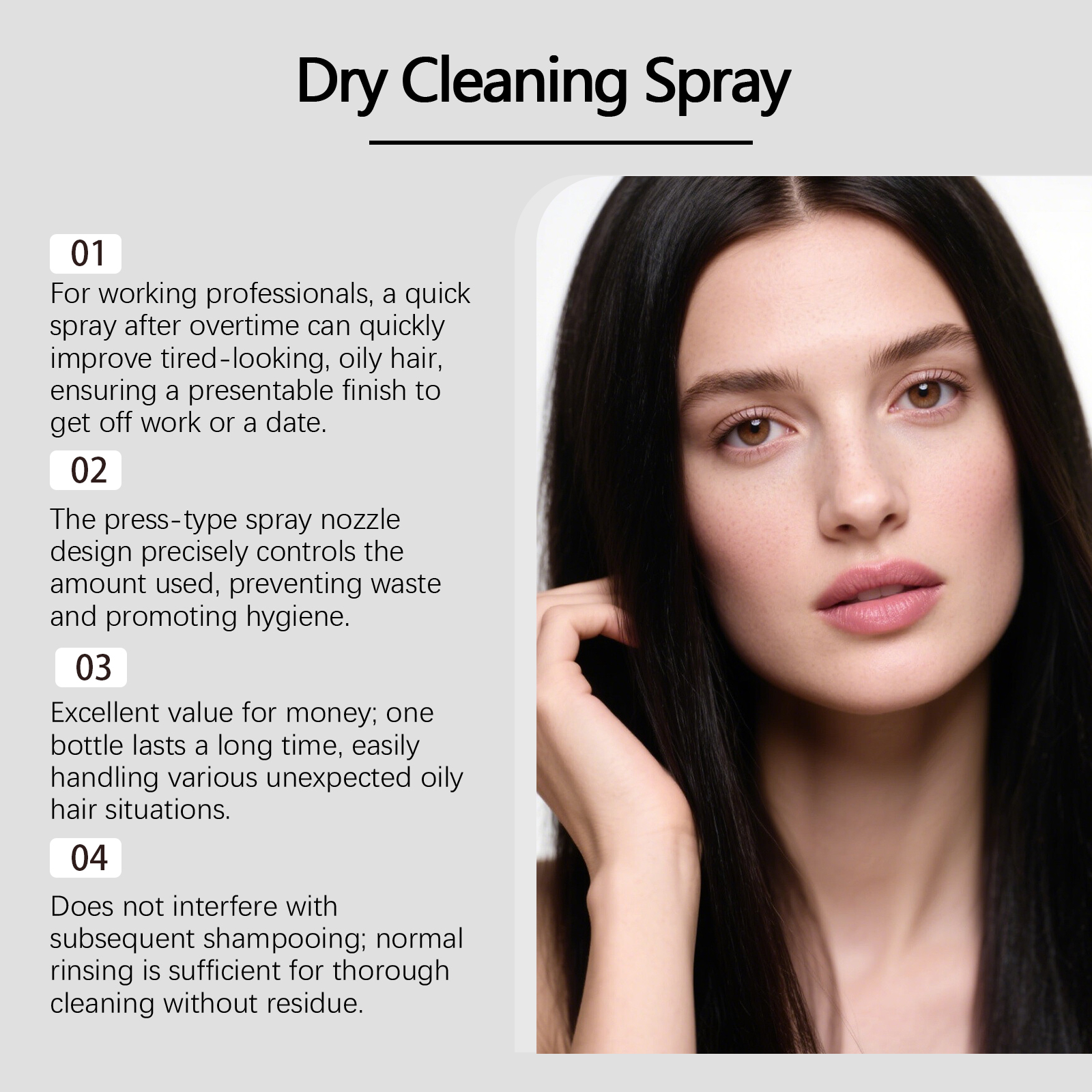 Dry Shampoo Spray Natural Fluffy Hydrating Glossy Hair Mild Ingredients Daily Convenient Hair Care Spray