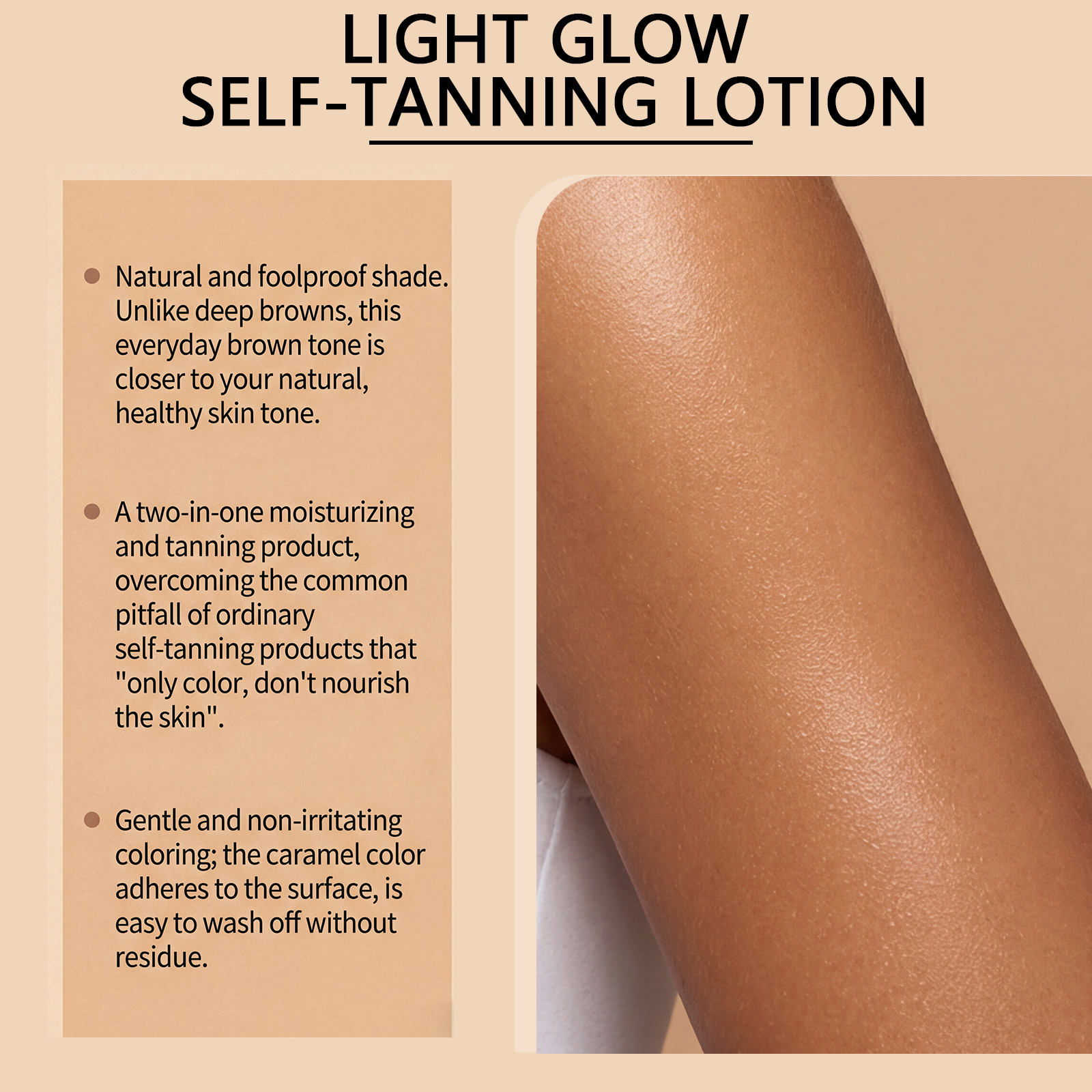 Natural Brown Mild Tanning Lotion Moist Texture Light Smear Even Skin Tone Daily Body Care