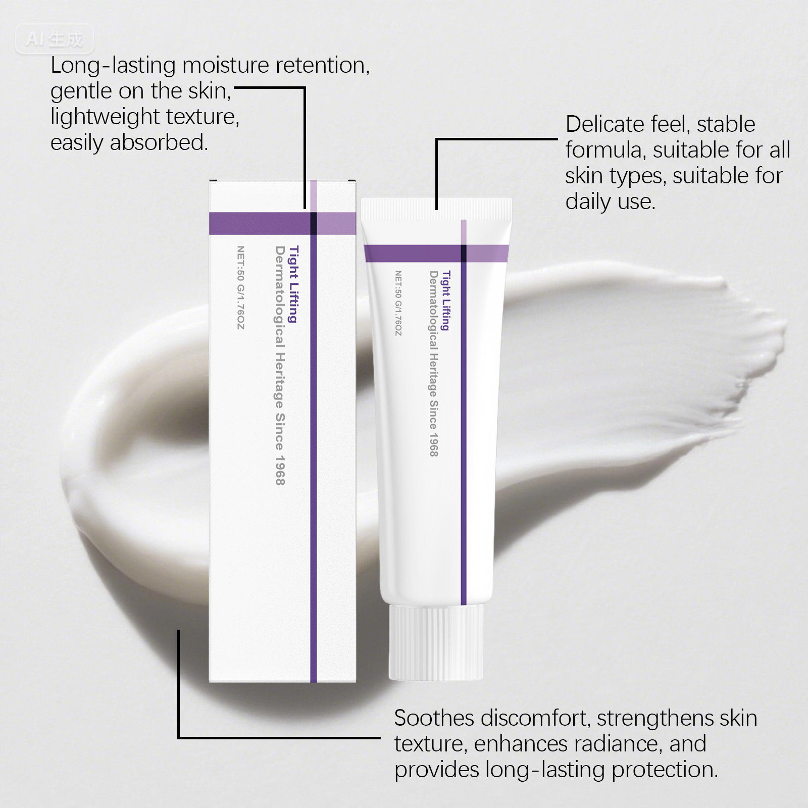 Facial Cream Light Fine Texture Fresh Hydrating Moisturizing Nourishing Gentle Daily Skin Care