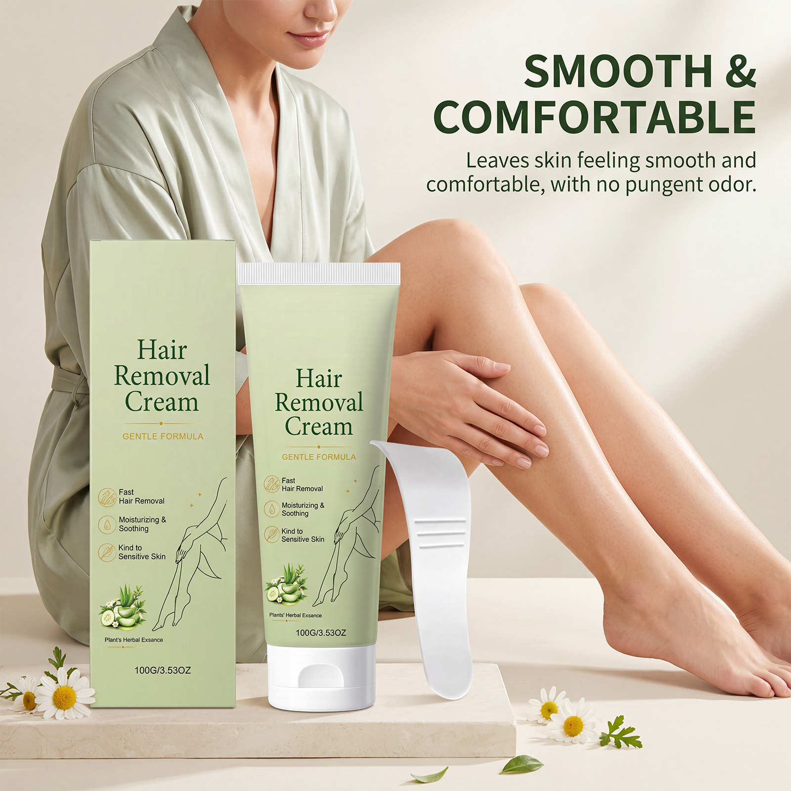 Mild Hair Removal Cream Refreshing Clean Smooth Soft Silky Comfort Daily Body Skin Hair Care