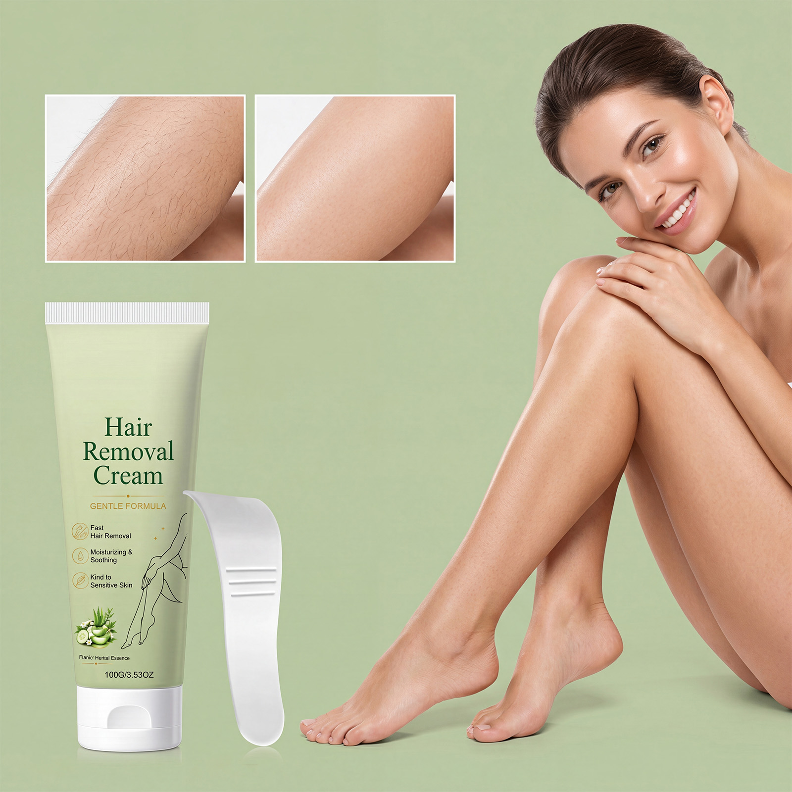 Mild Hair Removal Cream Refreshing Clean Smooth Soft Silky Comfort Daily Body Skin Hair Care