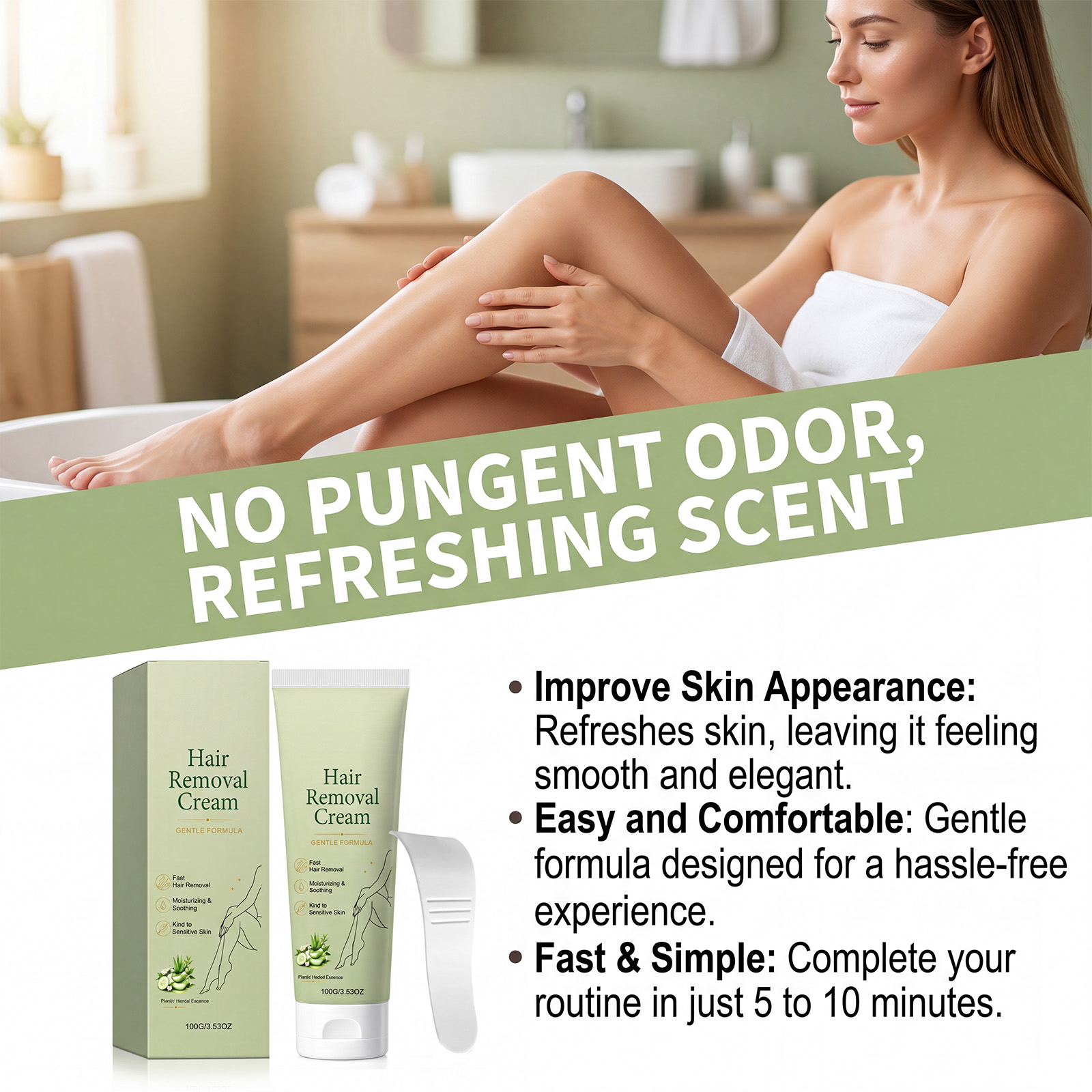 Mild Hair Removal Cream Refreshing Clean Smooth Soft Silky Comfort Daily Body Skin Hair Care