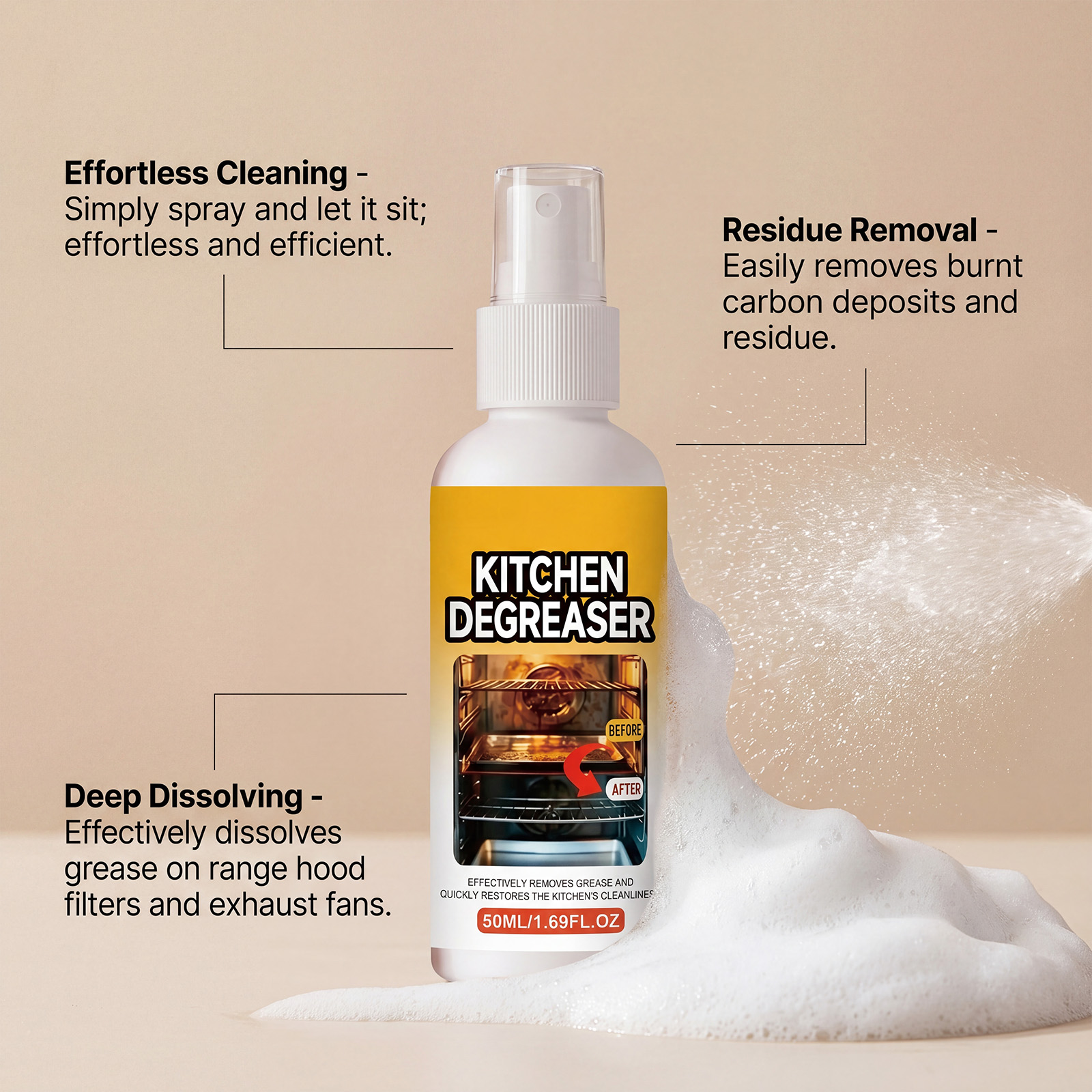 Kitchen Grease Cleaner Daily Deep Cleaning Clean Renew Kitchen Stove Range Hood Oil Stain