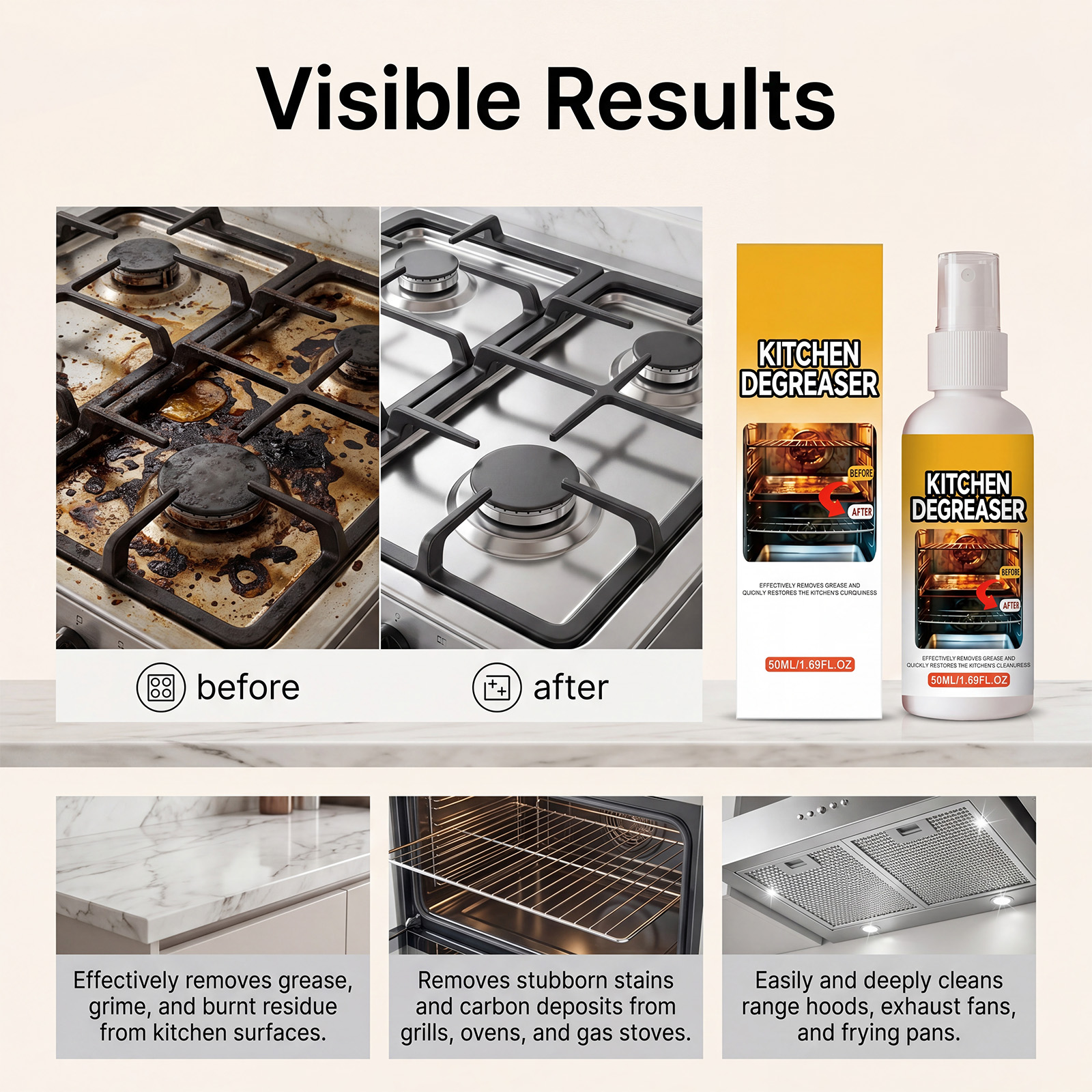 Kitchen Grease Cleaner Daily Deep Cleaning Clean Renew Kitchen Stove Range Hood Oil Stain