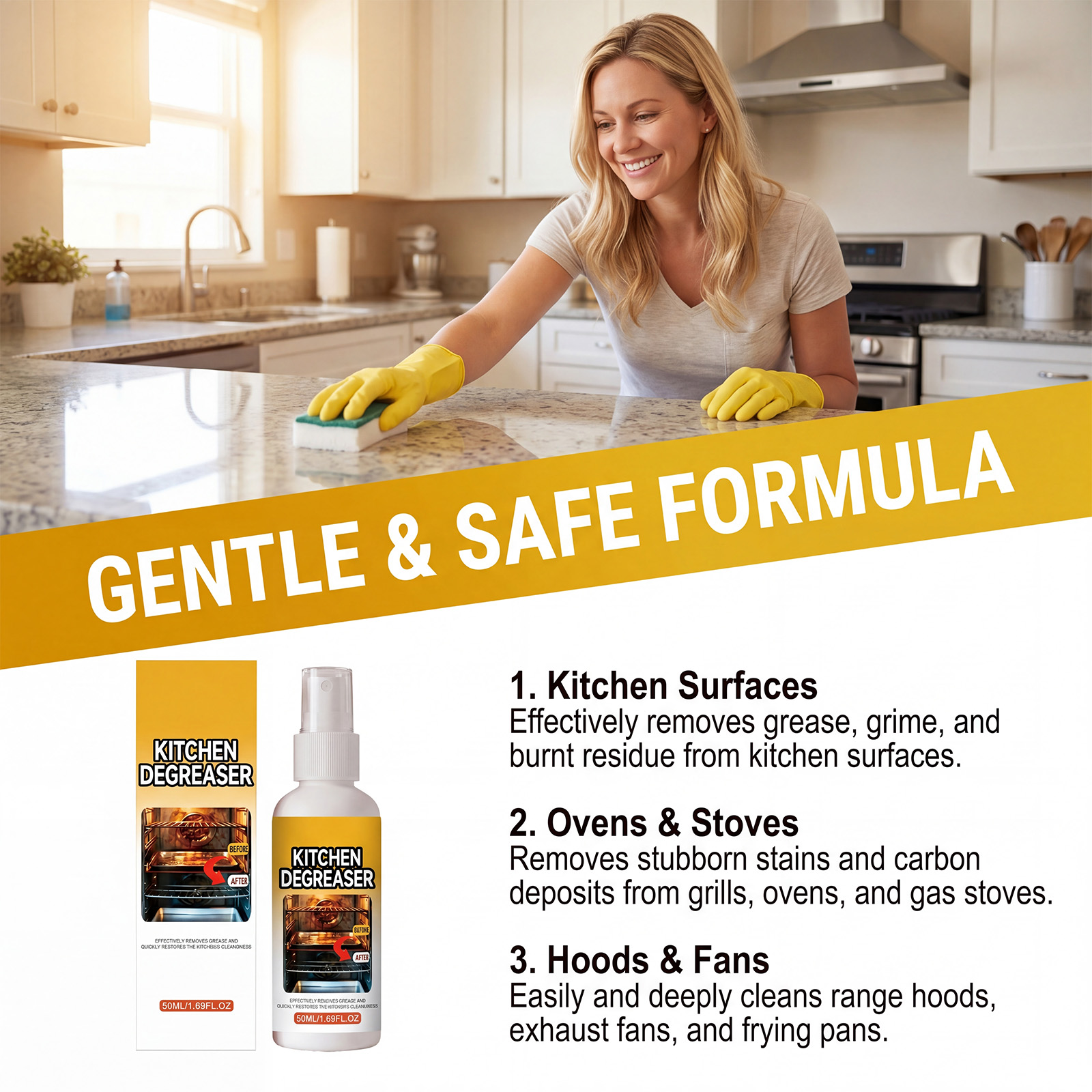 Kitchen Grease Cleaner Daily Deep Cleaning Clean Renew Kitchen Stove Range Hood Oil Stain