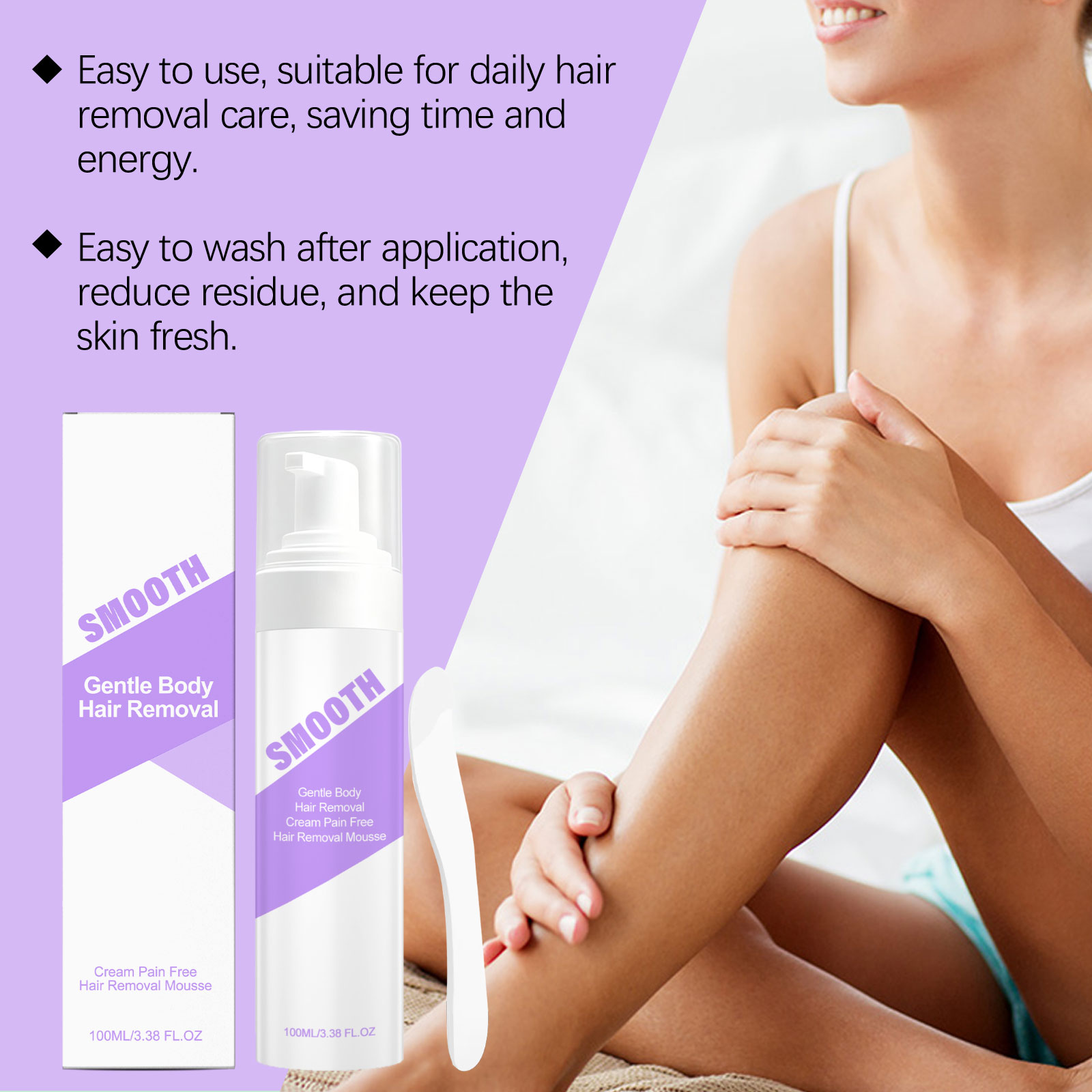 Gentle Soothing Hair Removal Mousse Fine Foam Easy To Clean Moisturizing For Whole Body Multiple Areas