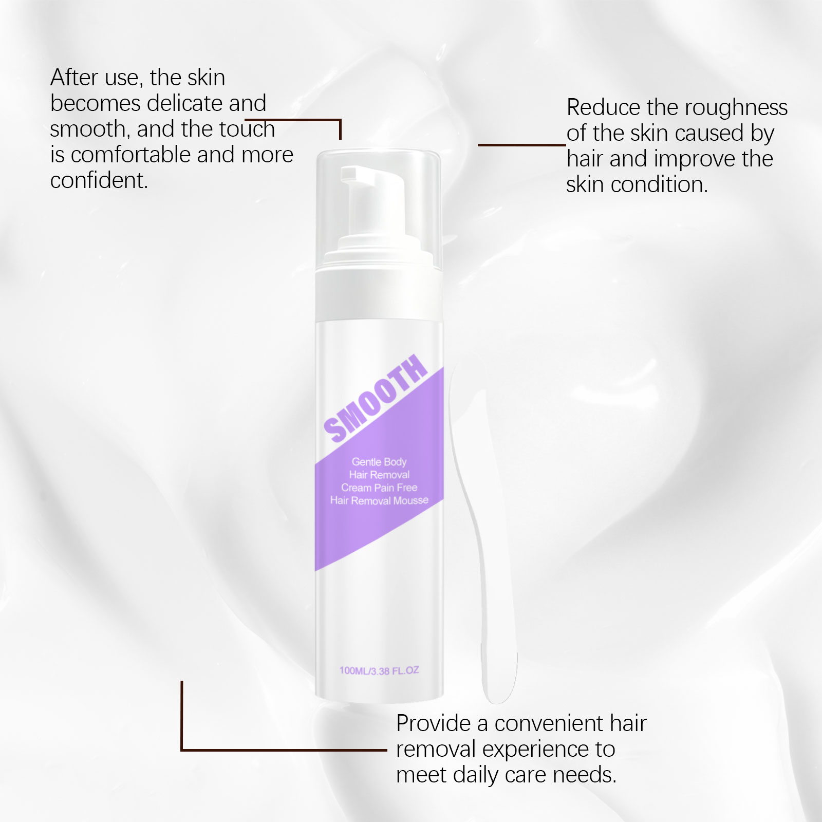 Gentle Soothing Hair Removal Mousse Fine Foam Easy To Clean Moisturizing For Whole Body Multiple Areas