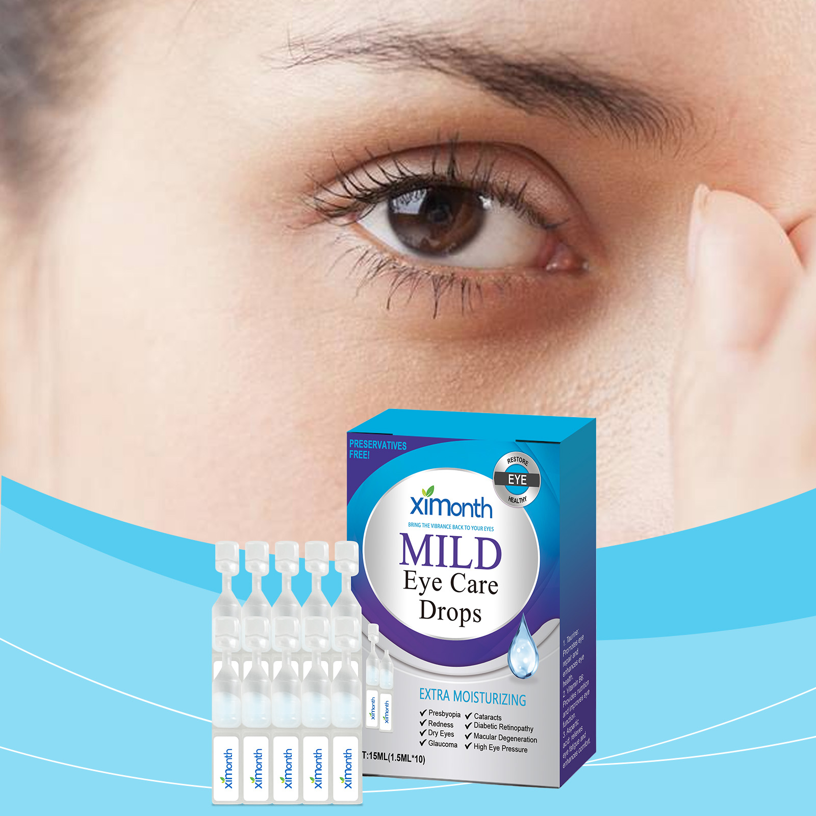 Eye Care Drops Gently Protect Eye Skin Refreshing Moisturizing Hydrating Portable Eye Drops